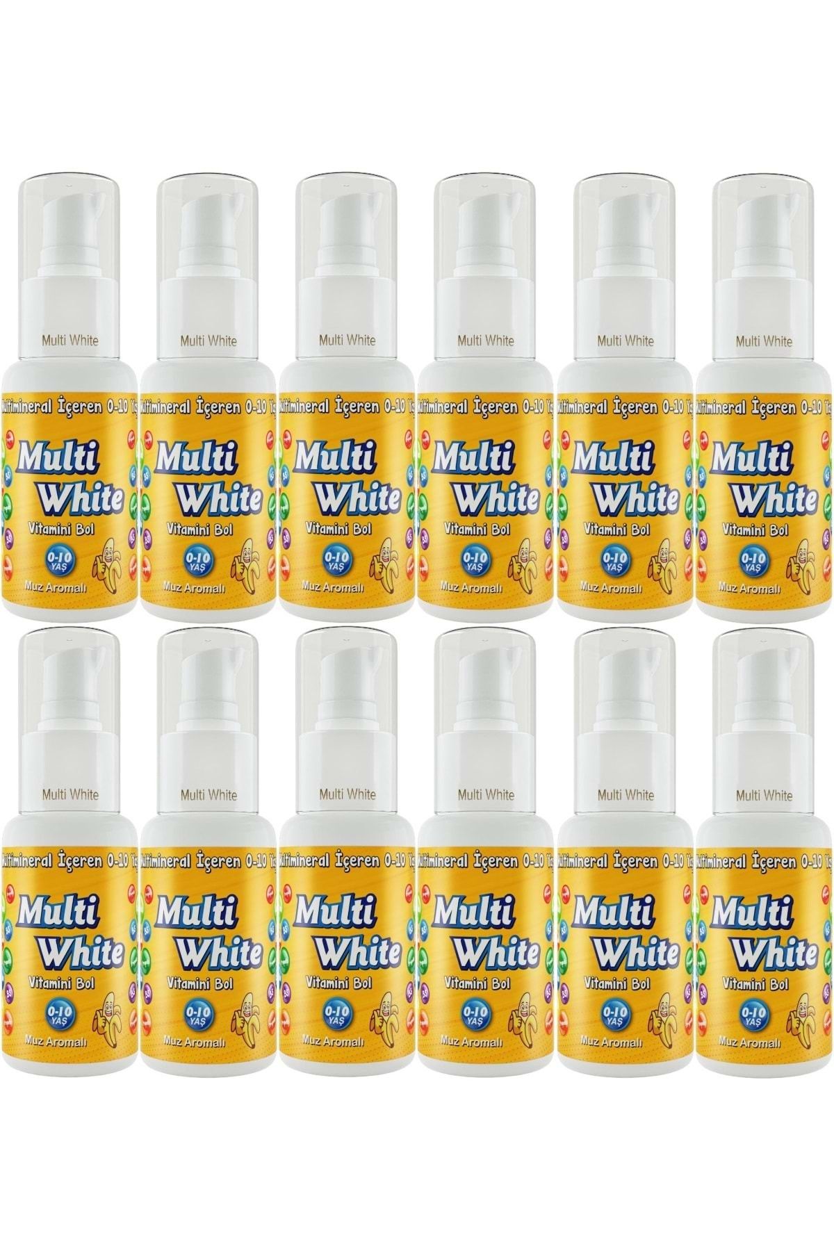 Multi White Diş Macunu 50ML Muz Aromalı Bol Vitaminli (0-10 Yaş) (12 Li Set)