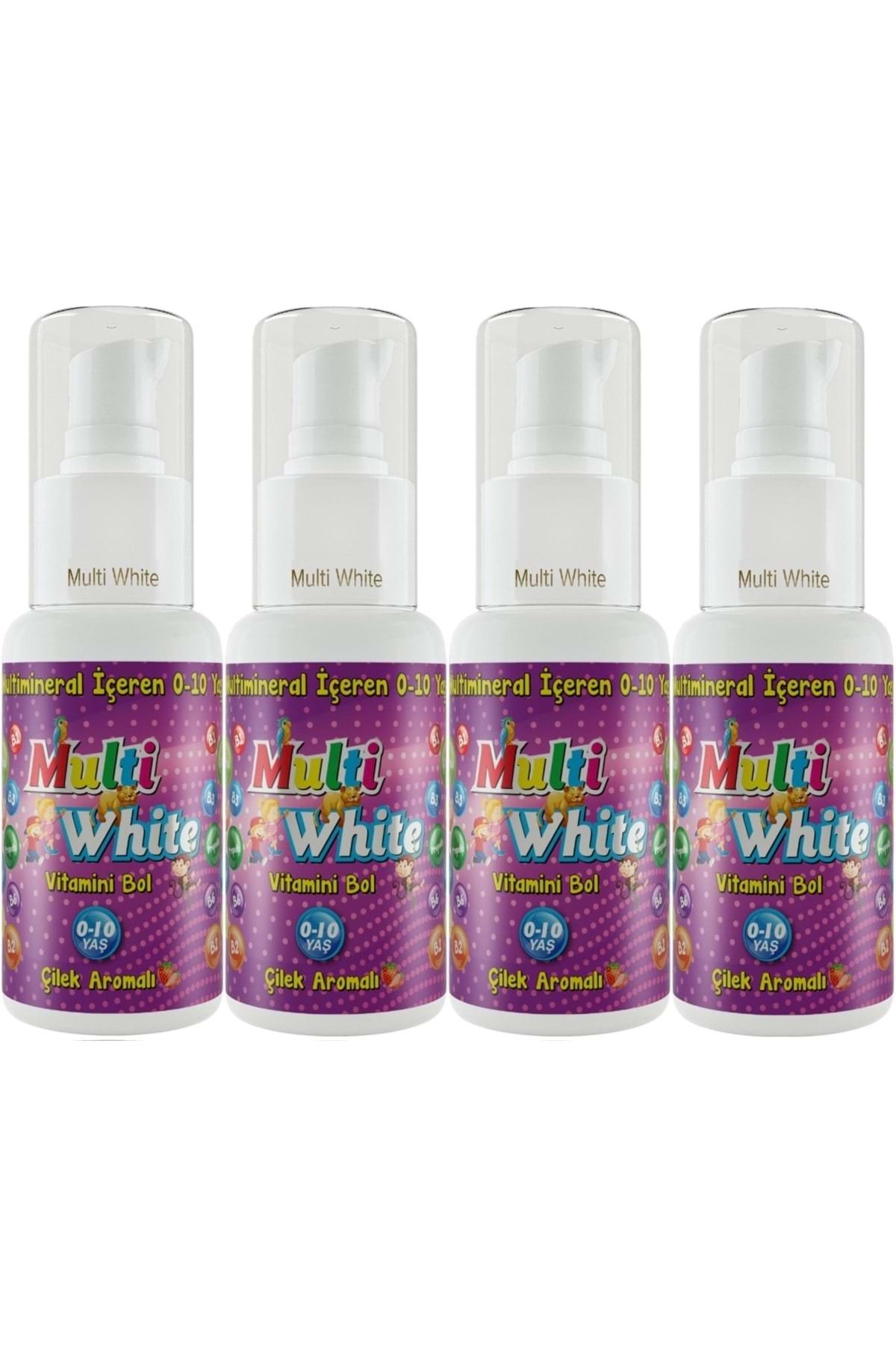 Multi White Diş Macunu 50ML Çilek Aromalı Bol Vitaminli (0-10 Yaş) (4 Lü Set)