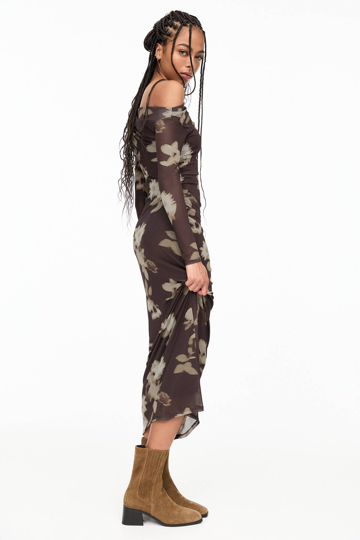 Pull & Bear-Asymmetric tulle midi dress 2