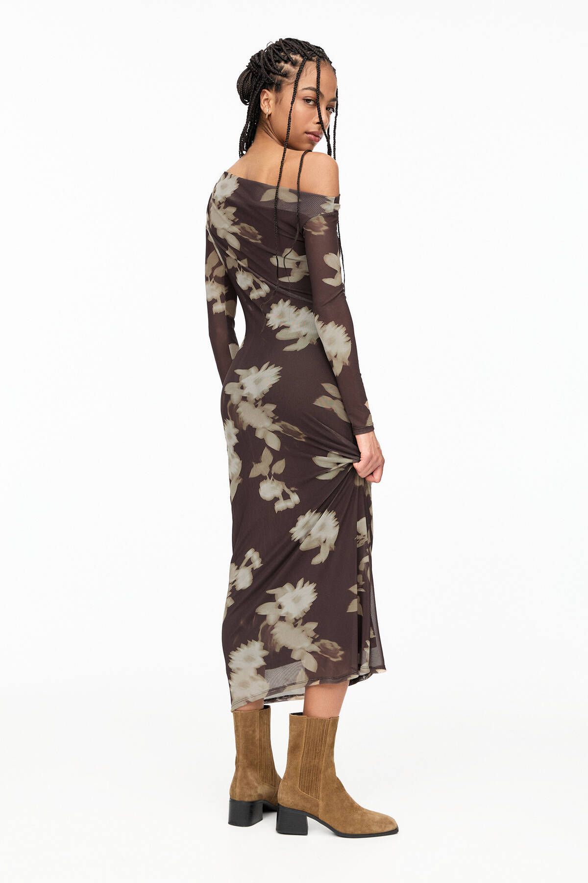 Pull & Bear-Asymmetric tulle midi dress 3