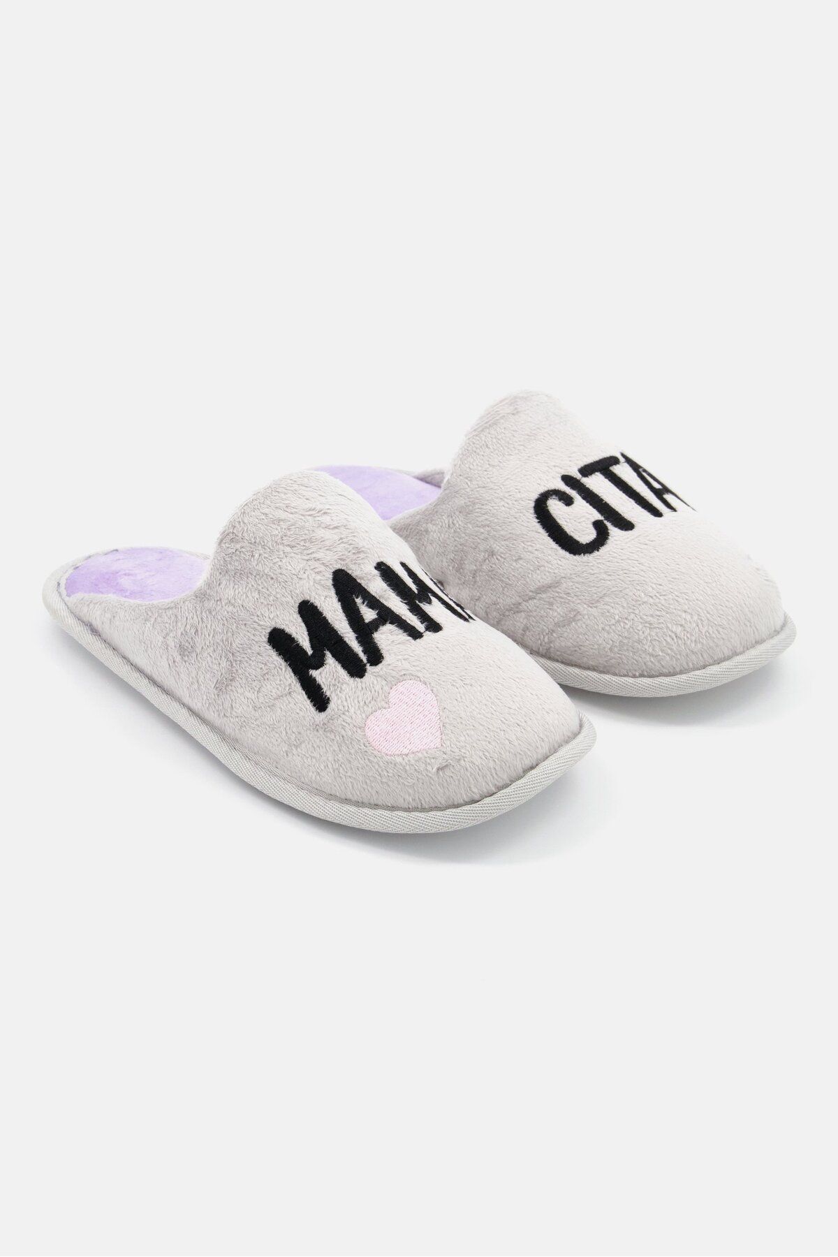 NYC-Women Embroiderer Slip On Homewear Slippers, Grey 1