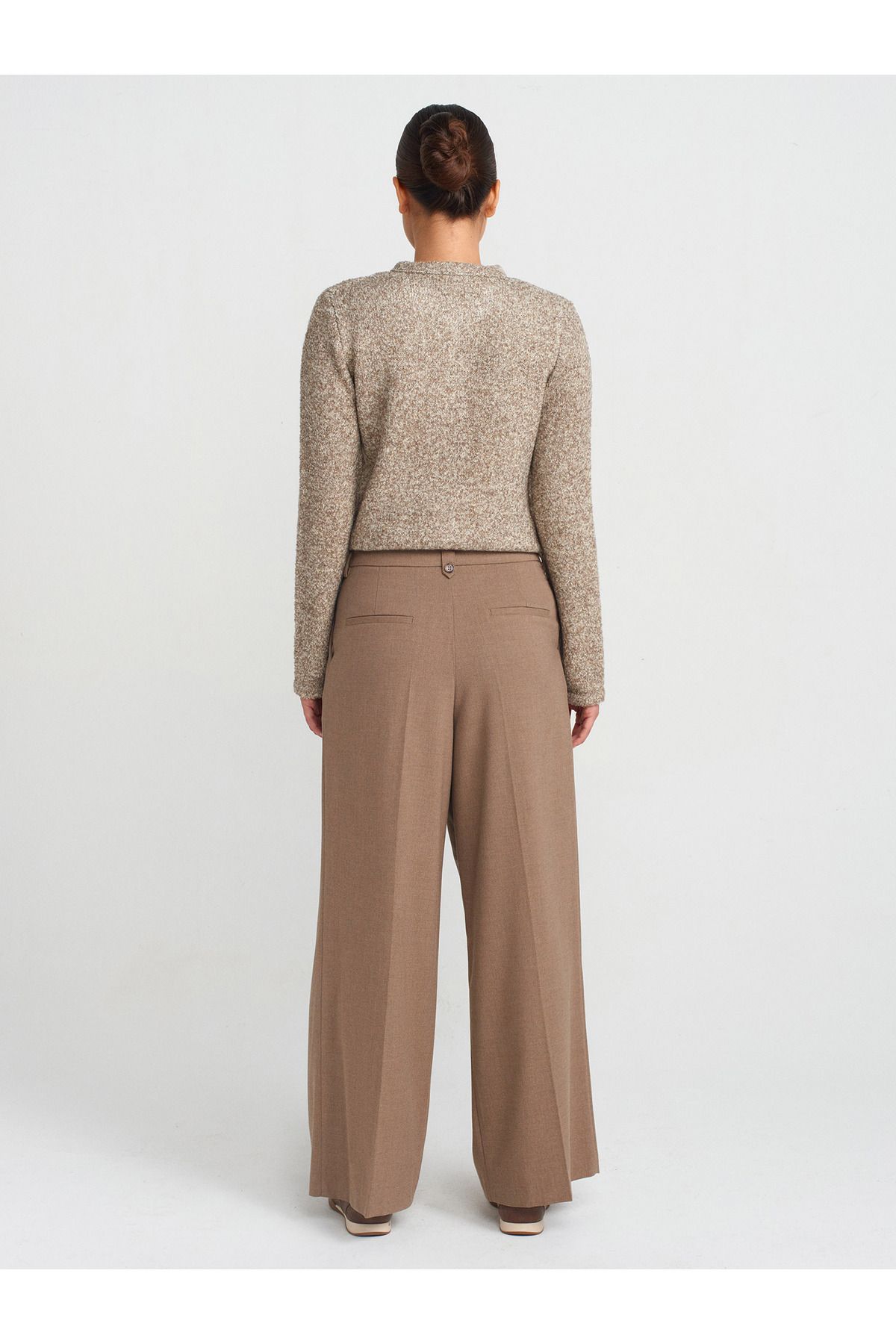 Dilvin-71576 Model - Camel Color Double Pleated Trousers 2