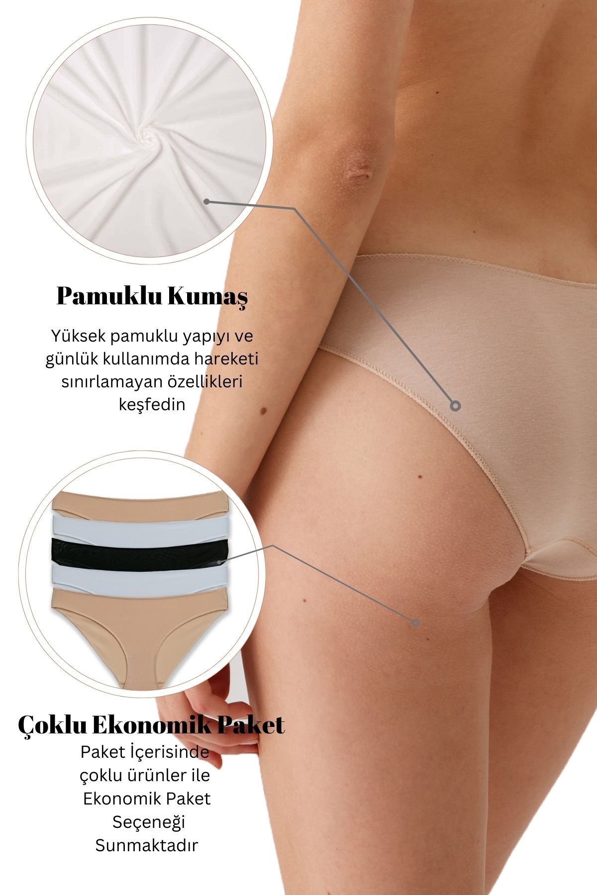 Pierre Cardin-Pachet economic de 5 bucăți pentru femei, alb 2050, din bumbac, bikini de bază 7