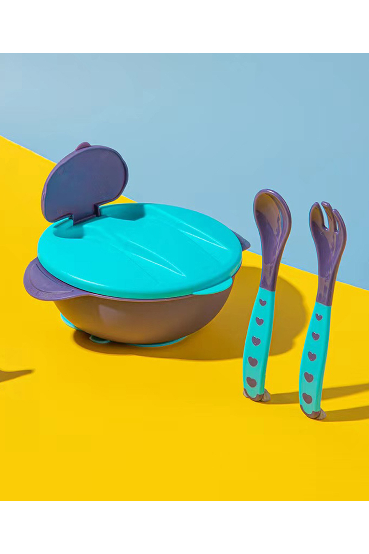 Fab N Funky مجموعة أوعية طعام للأطفال خالية من مادة BPA مع غطاء ومقبض سهل الإ...