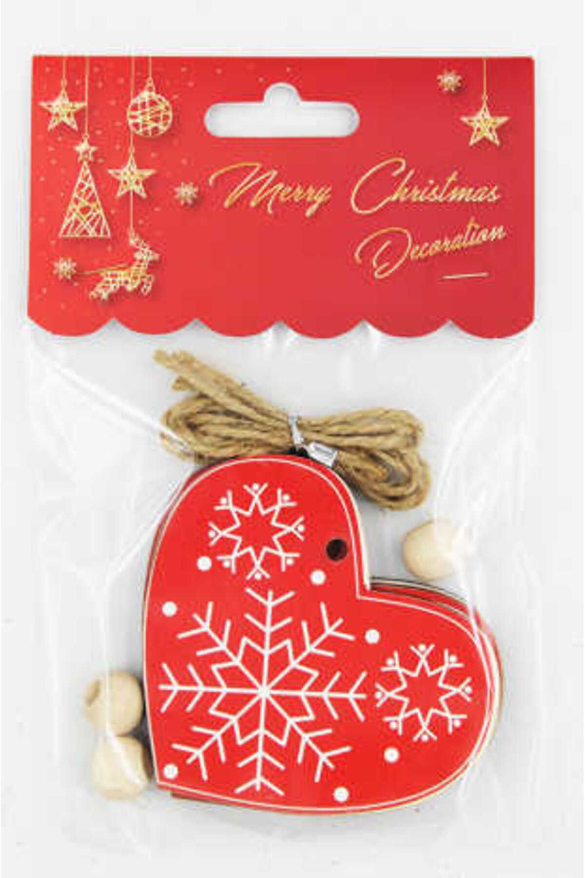 kidspartim-Christmas Red 3-Piece Wooden Pine Tree Ornament Heart Model Set 3