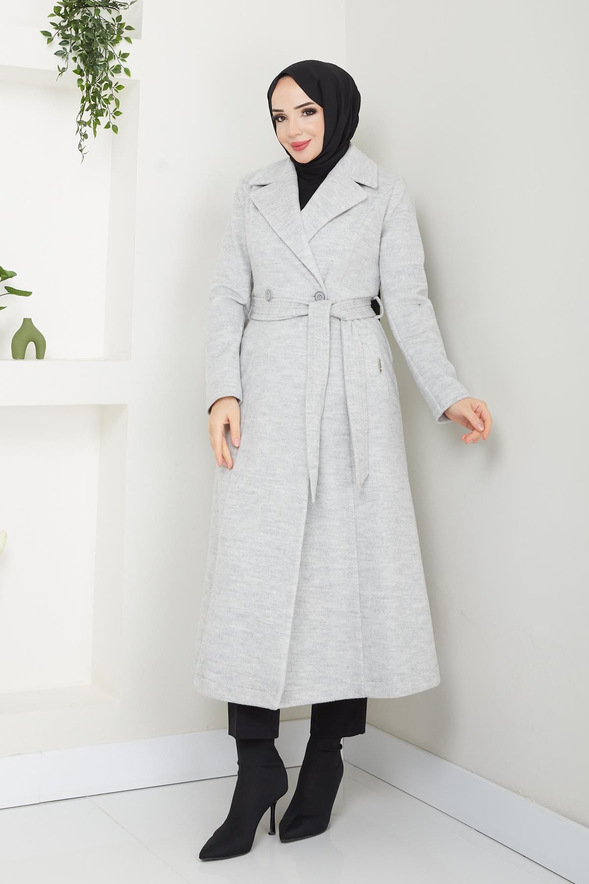 Doque-Thick Wool Fabric Winter Stamped Women's Coat 57019 2