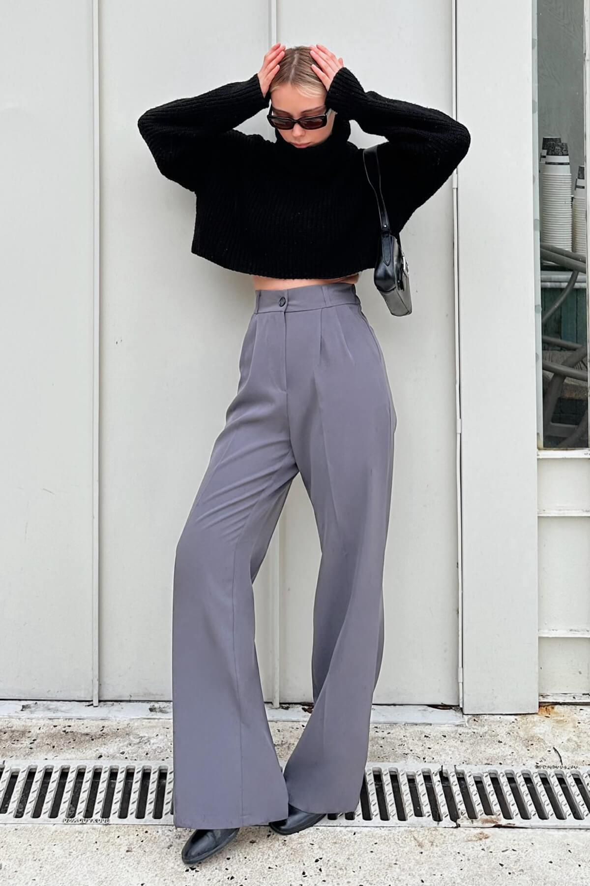 Swist-Pants - Gray - Wide leg 3