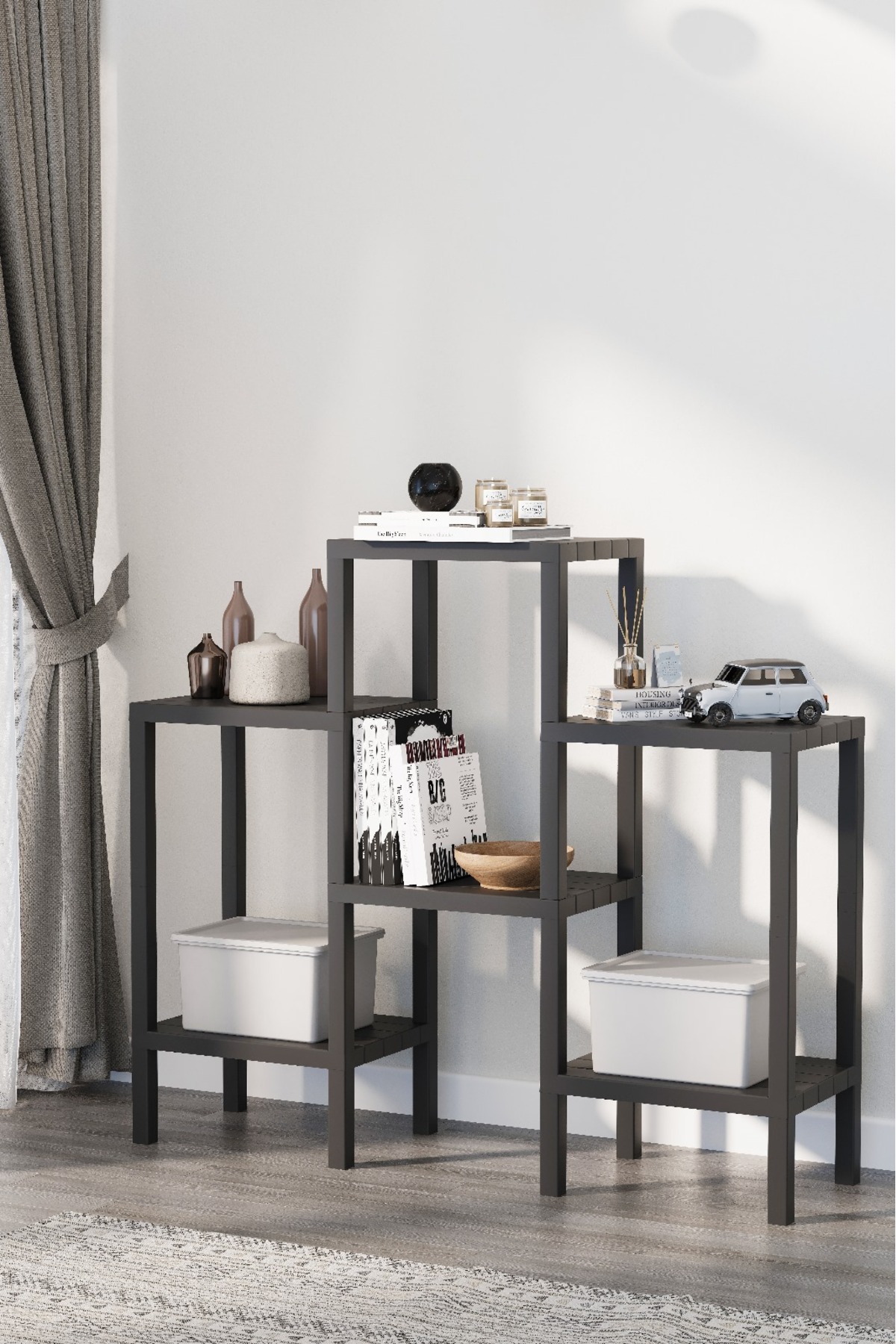 Ombeg Decorative 6 Compartment Plastic Multipurpose Bathroom Cabinet Potted Bookcase