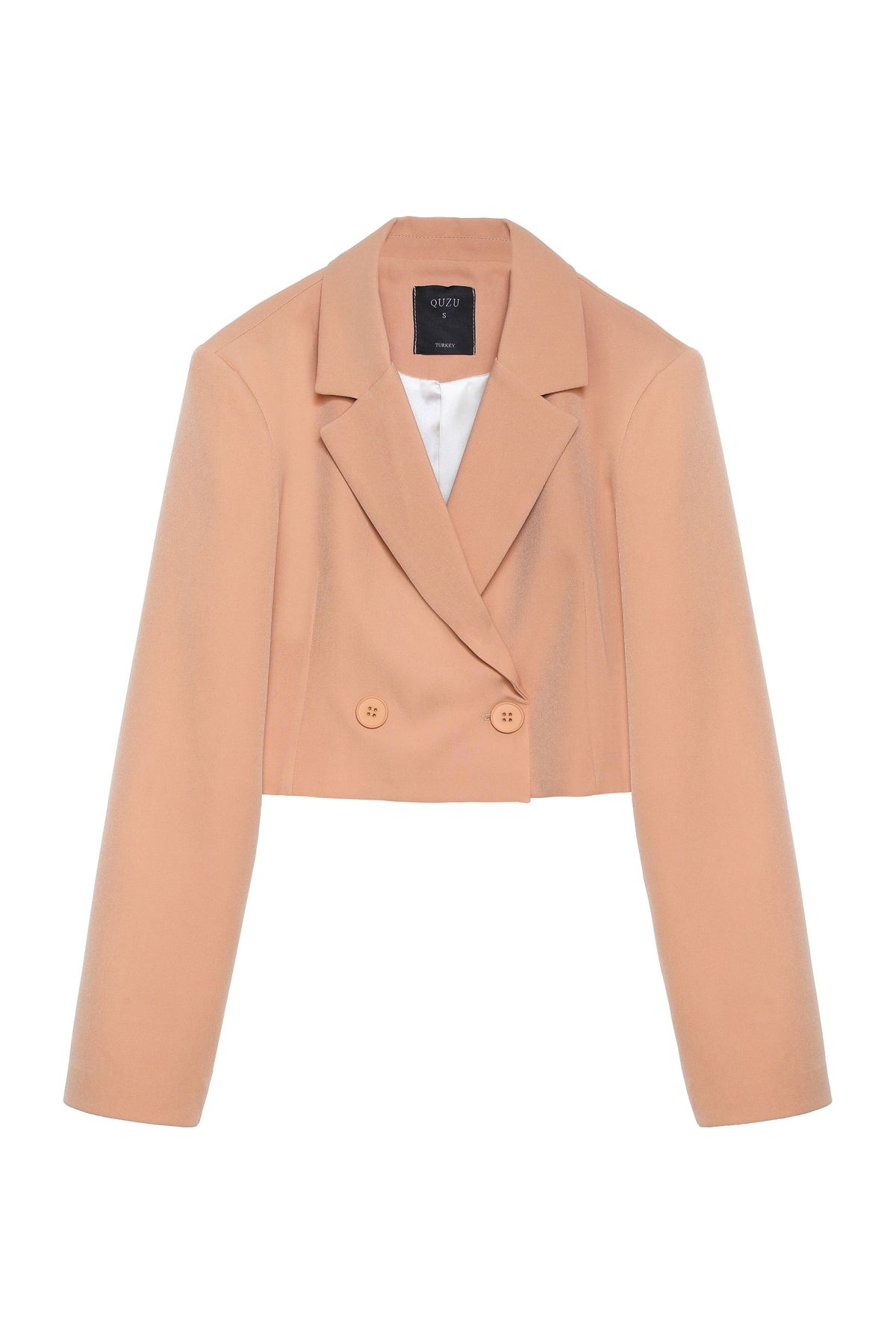 Quzu-Jachetă Blazer Crop Dublu Camel 1