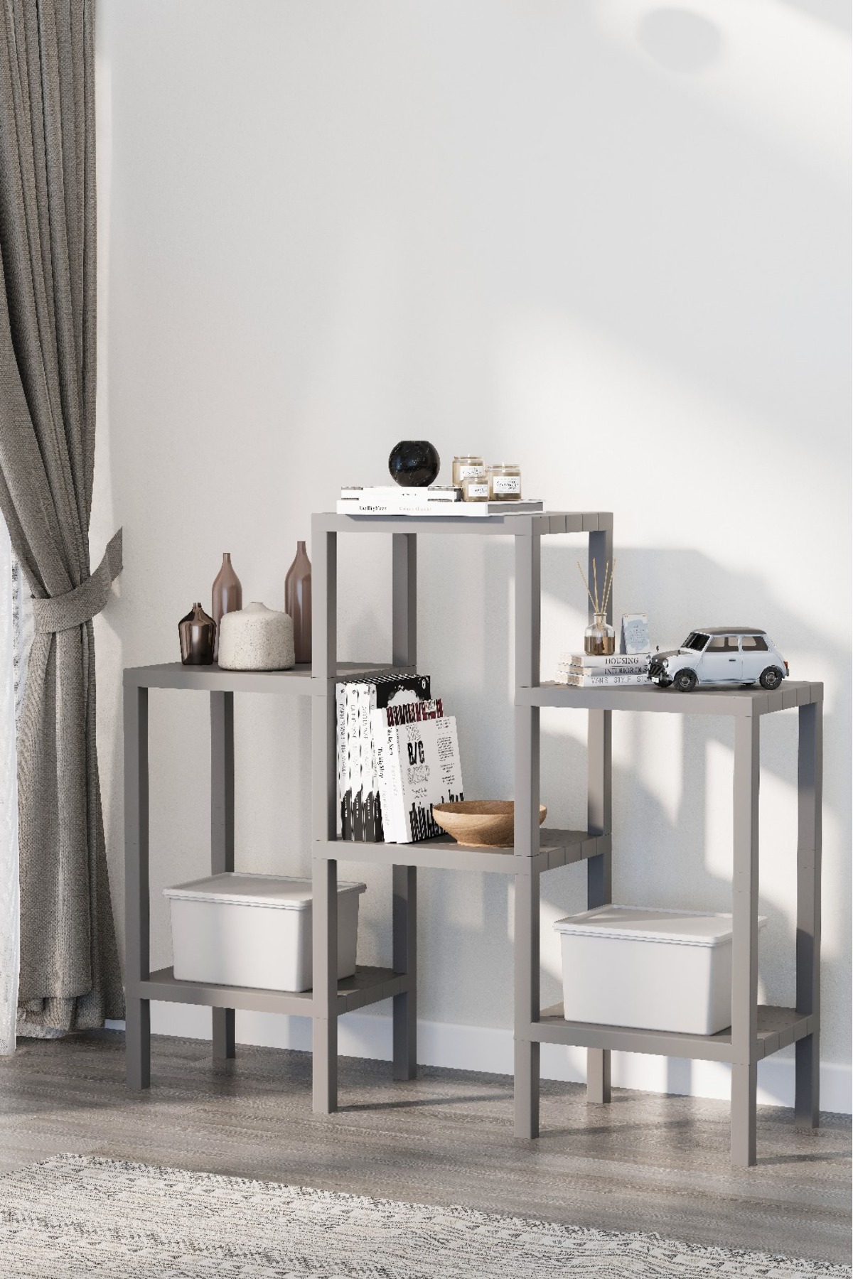 Ombeg Decorative 6 Compartment Plastic Multipurpose Bathroom Cabinet Potted Bookcase