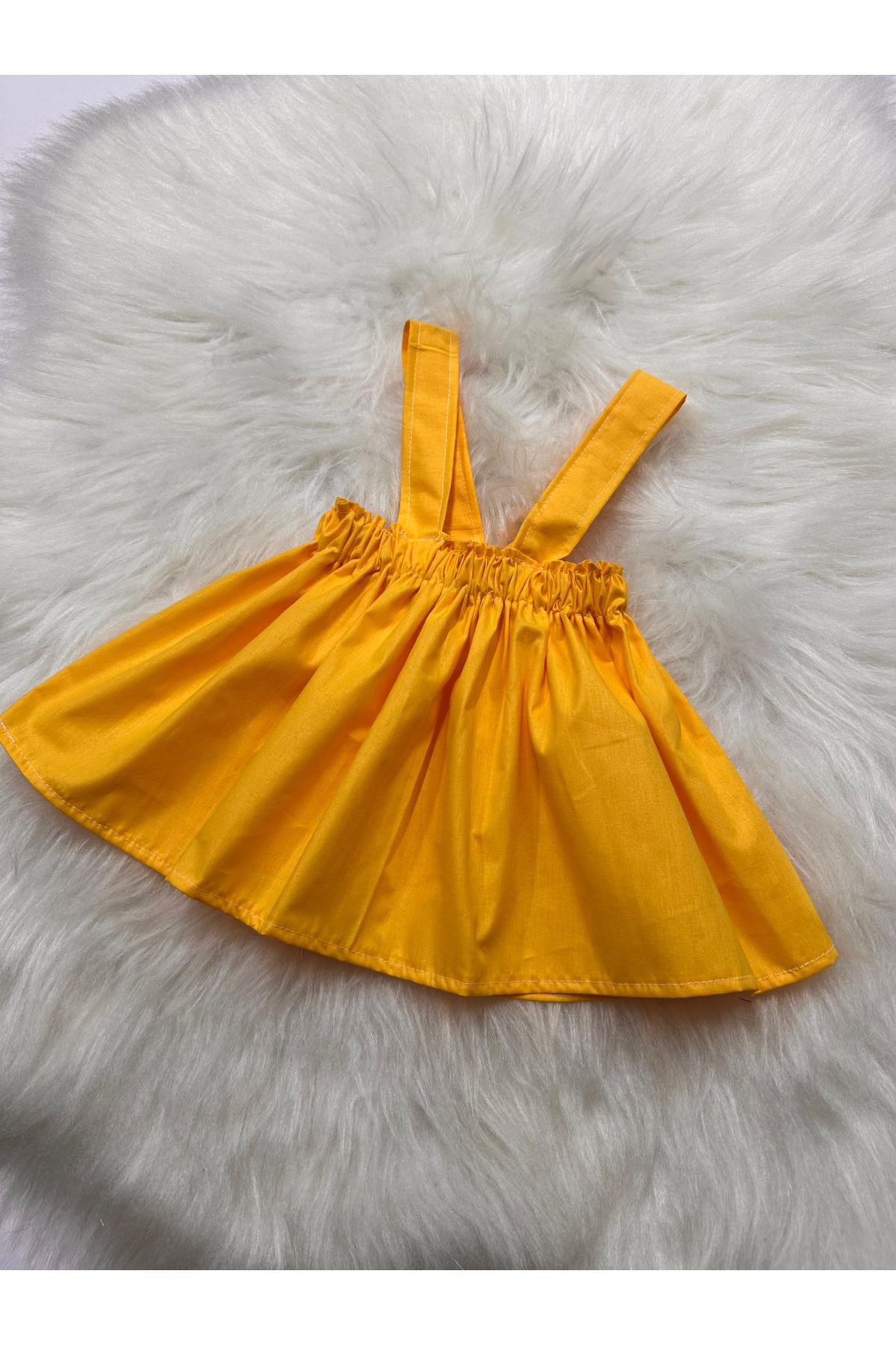 Moda Lina Baby Kız Çocuk Düz Renkli Askılı Elbise fotoğrafı 5 (önizleme)