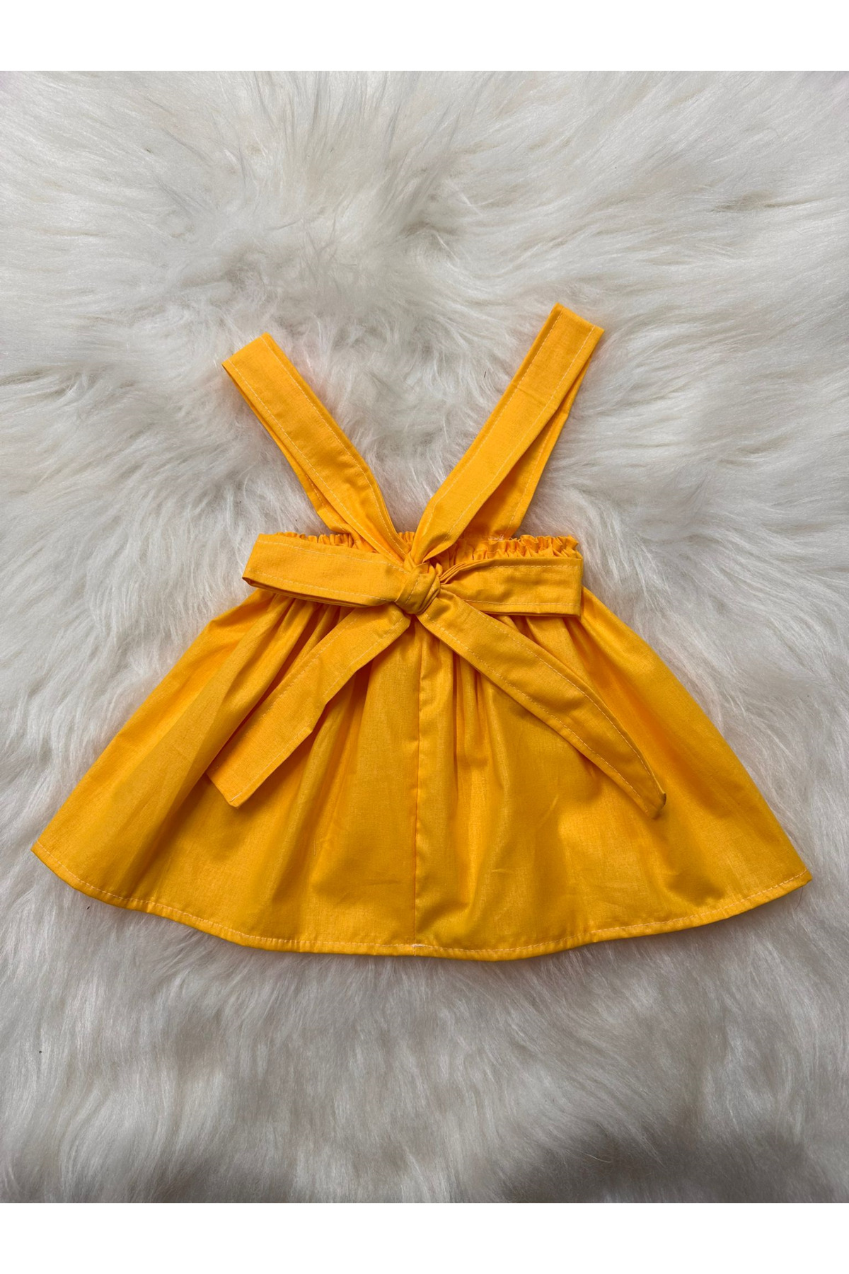 Moda Lina Baby Kız Çocuk Düz Renkli Askılı Elbise fotoğrafı 7 (önizleme)