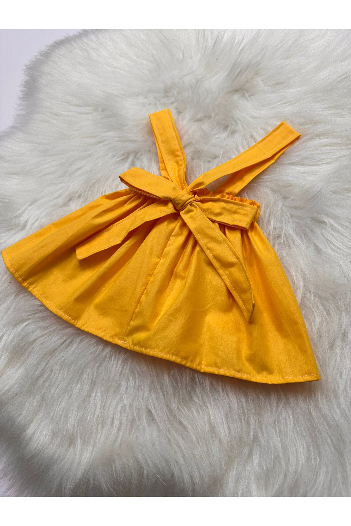 Moda Lina Baby Kız Çocuk Düz Renkli Askılı Elbise fotoğrafı 3 (önizleme)