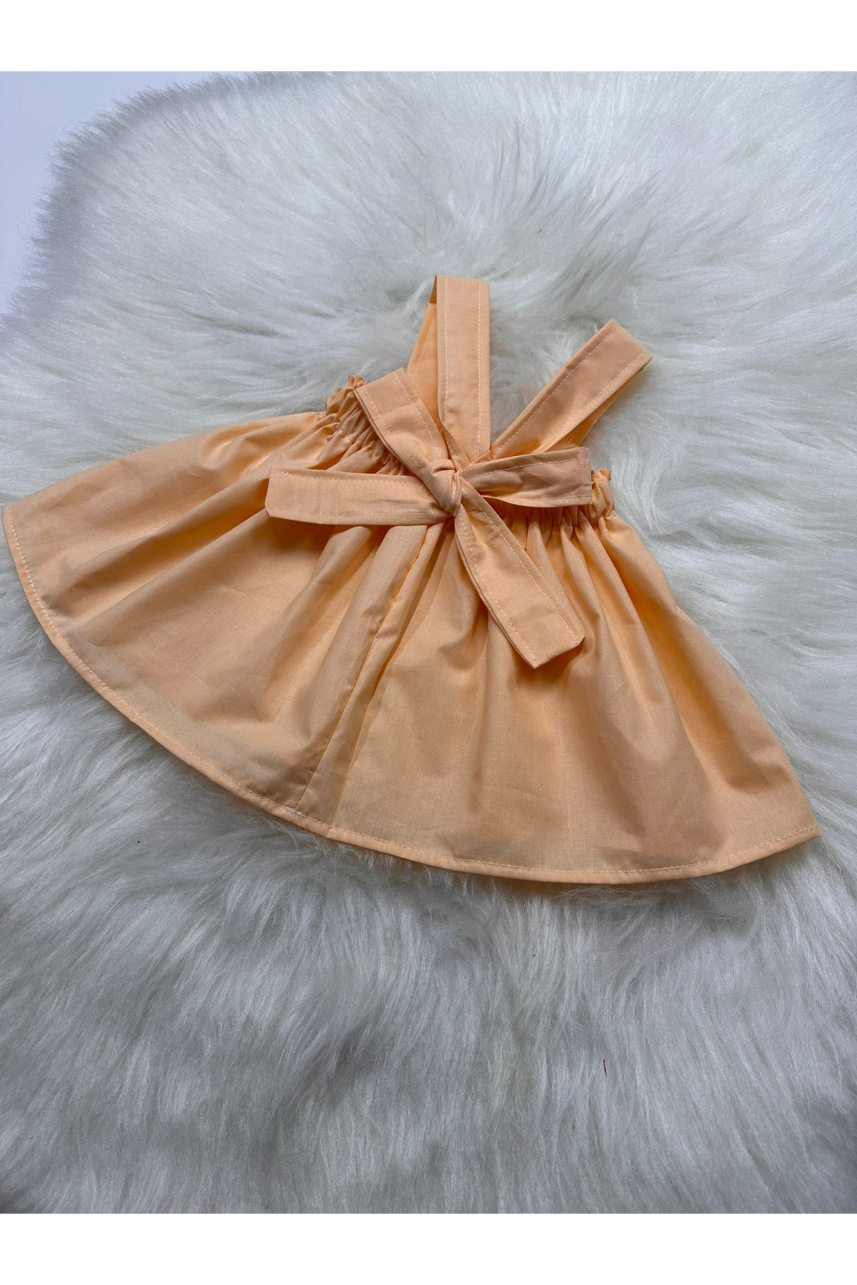 Moda Lina Baby Kız Çocuk Düz Renkli Askılı Elbise fotoğrafı 4 (önizleme)