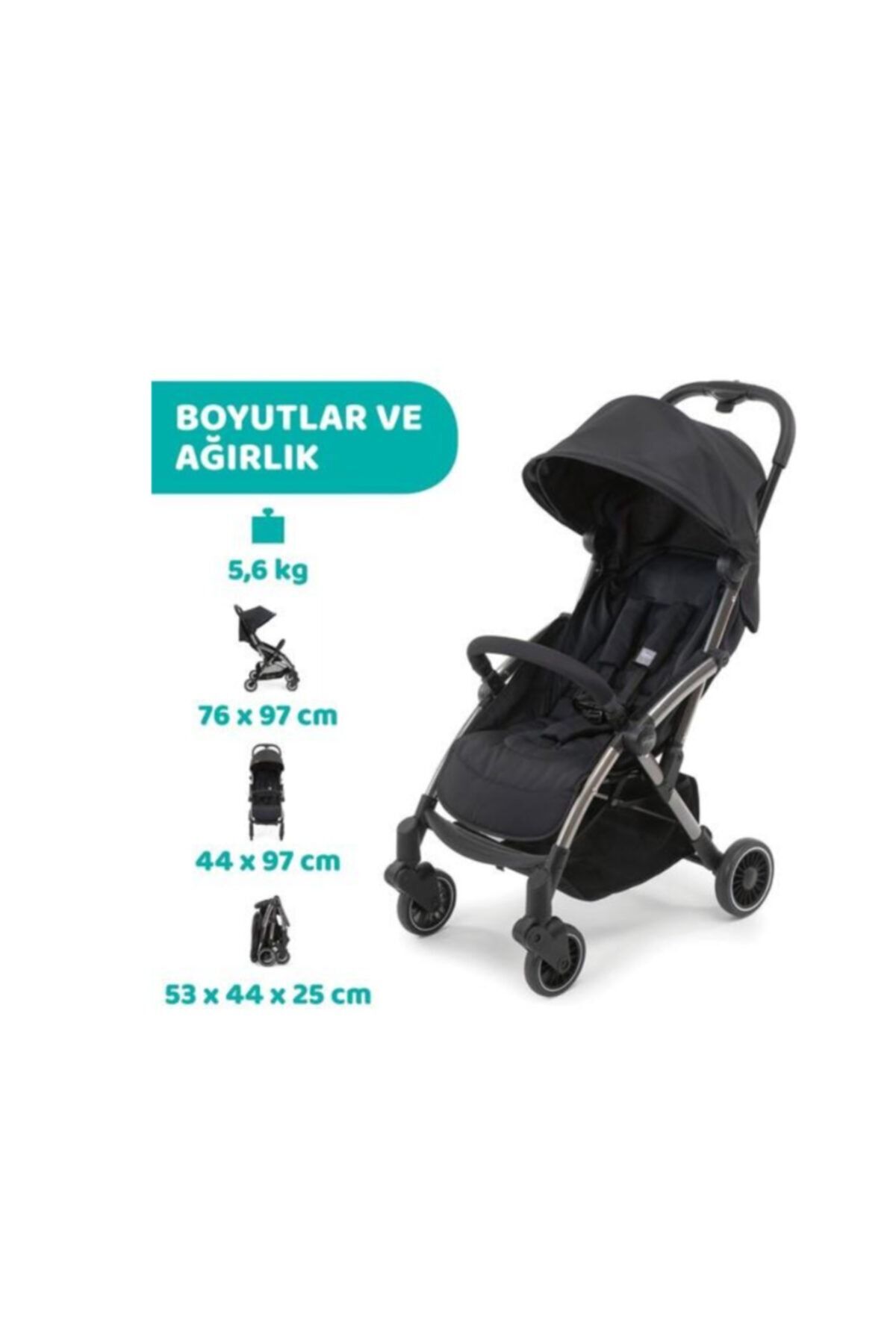 Chicco Cheerıo Bebek Arabası/ Jet Black fotoğrafı 2 (önizleme)