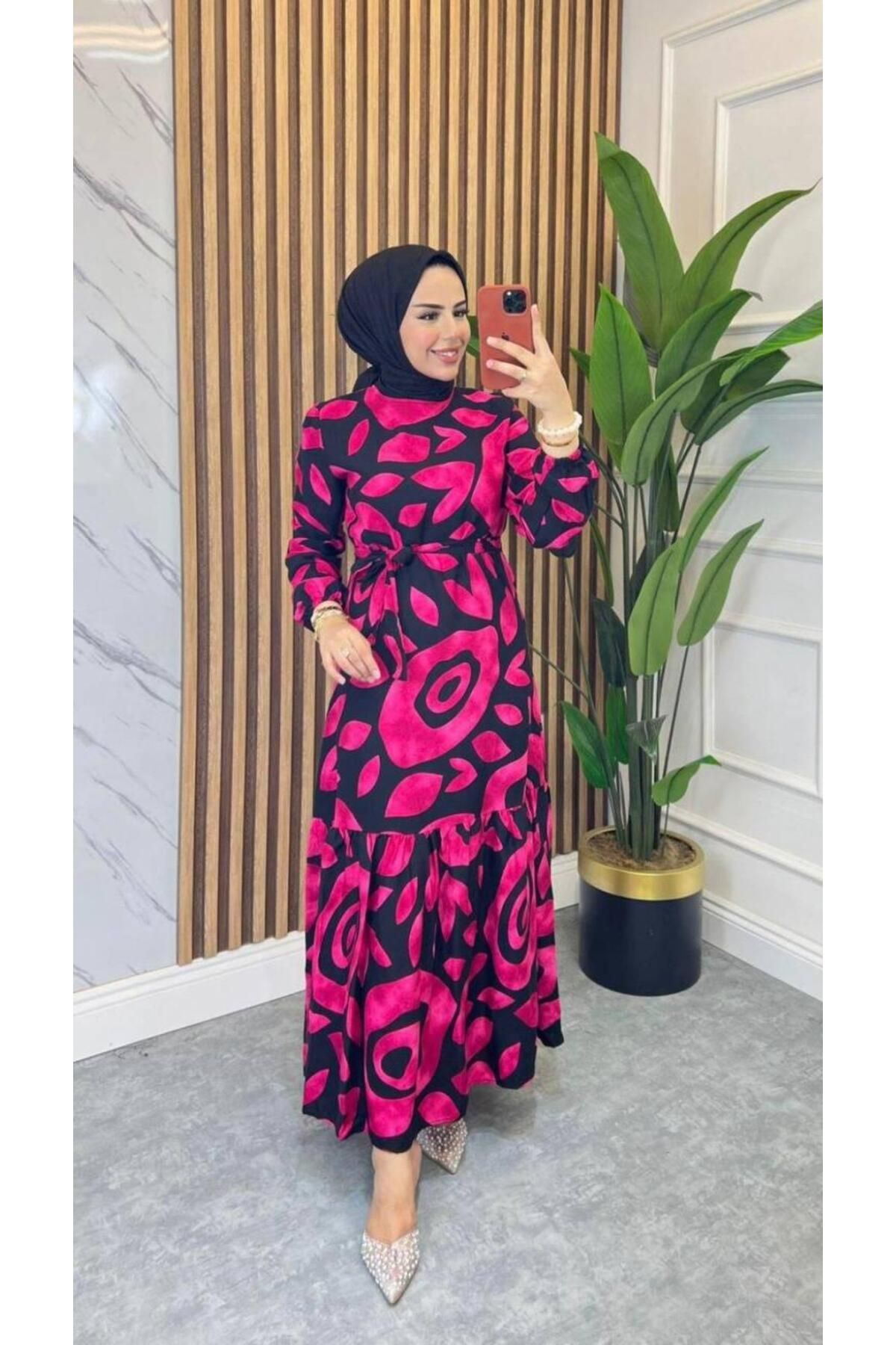 Zeynep Butik-Modest Dress - Pink - Basic 1