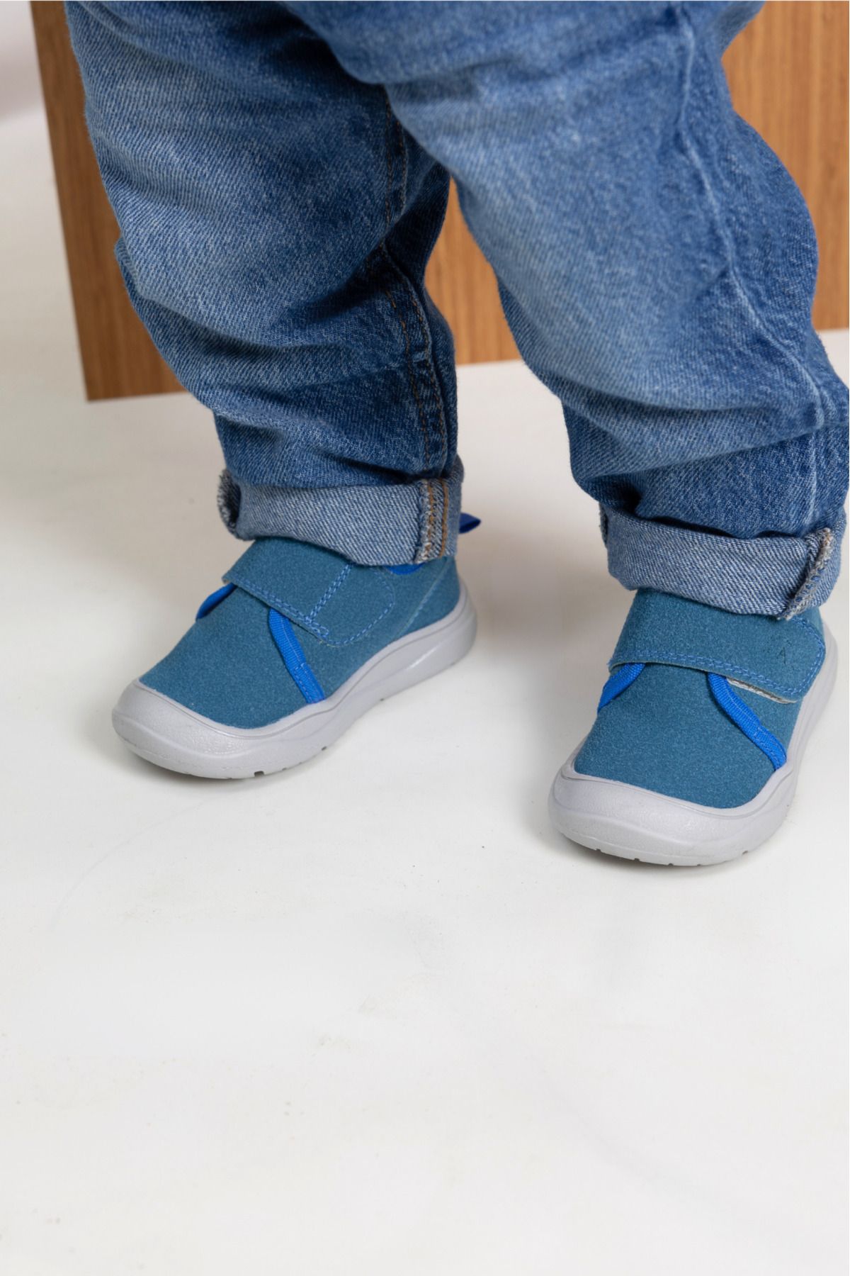 kids A more-Blue Anatomical Baby Boy Shoes - Wide Single Velcro and Plush Inside 2