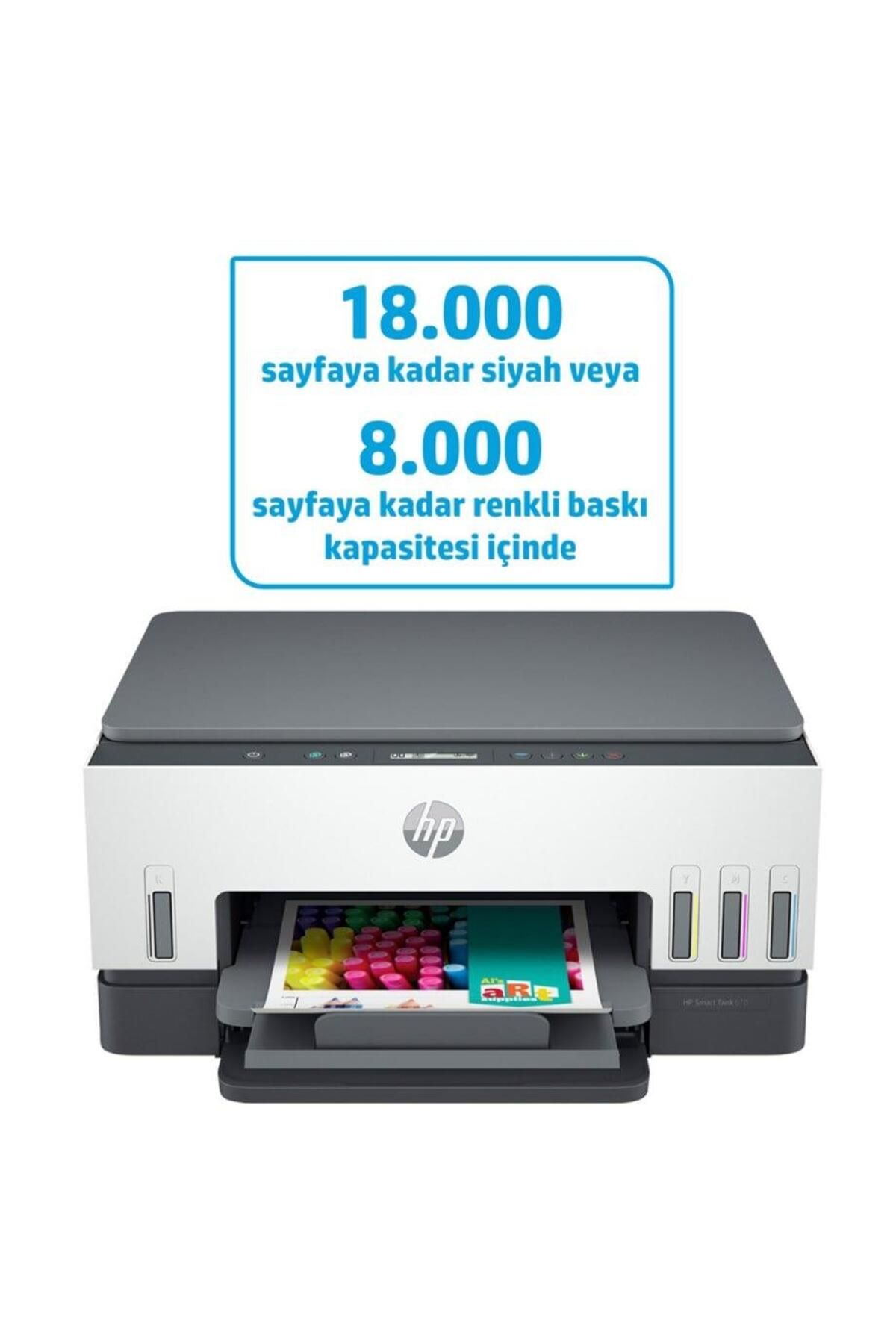 HPE HP 6UU48A SMART TANK 670 RENKLİ YAZ/TAR/FOT Wi-Fi A4