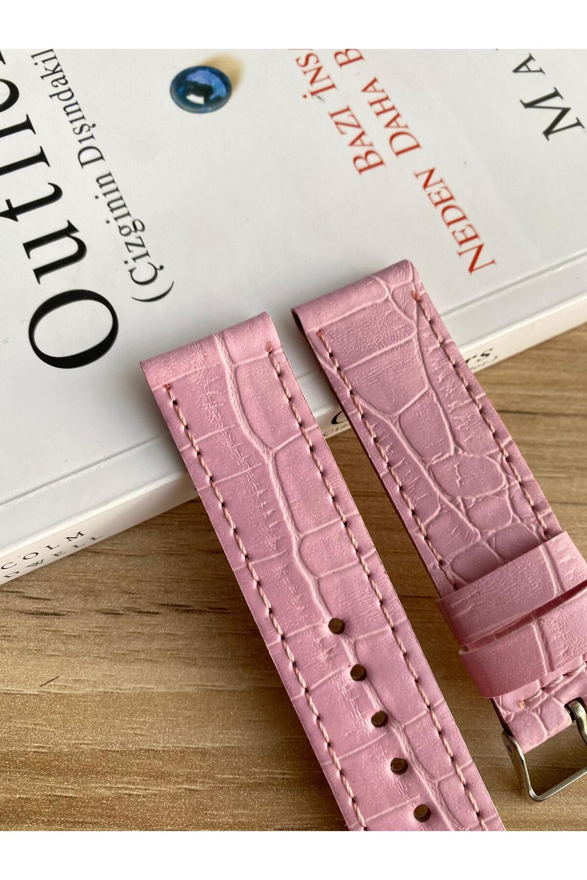 Prizma-26mm Wide Pink Croco Pattern Faux Leather Watchbands - 18-10-22-24 with Model Options 3