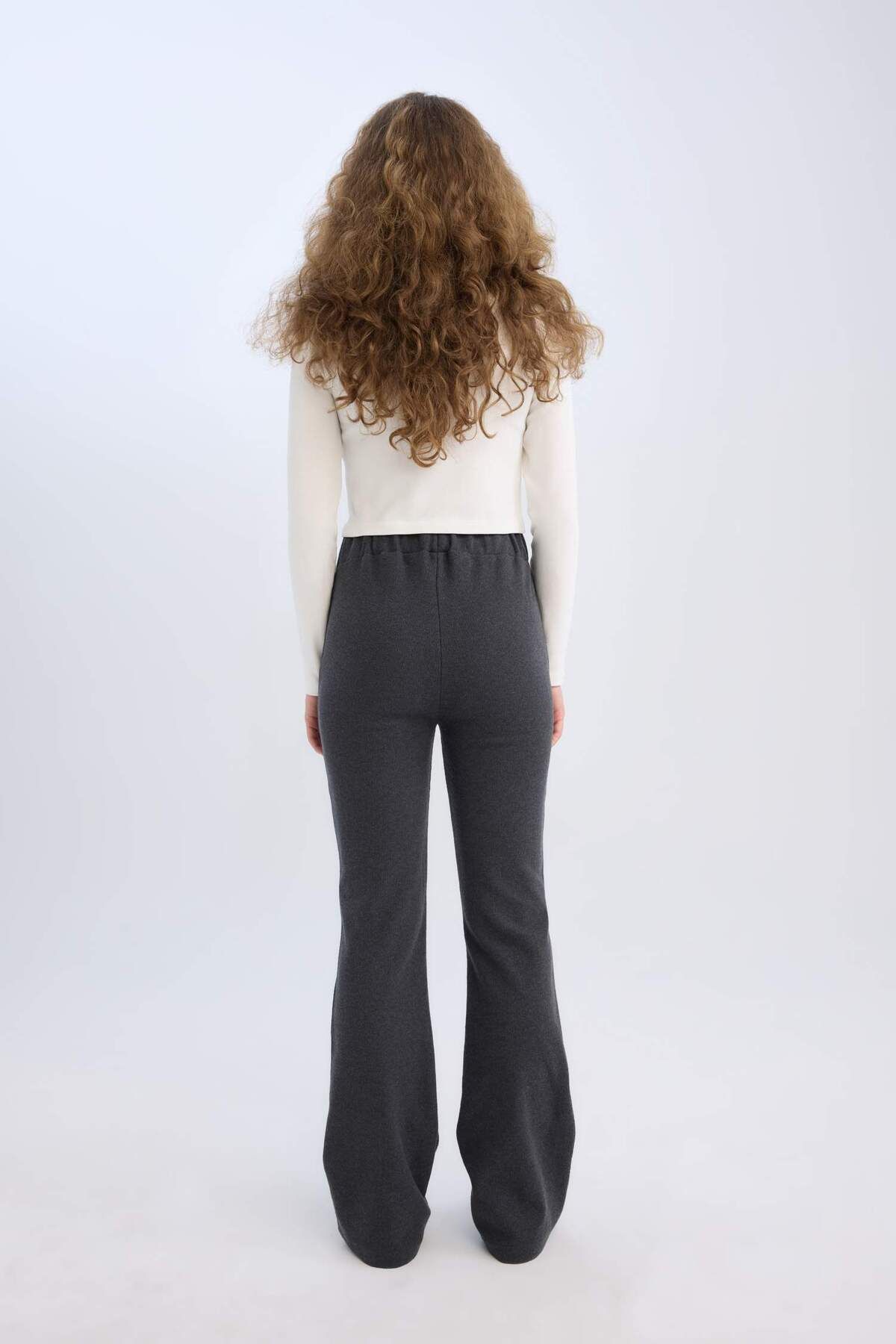 DeFacto-Wide Leg Wide Leg Stretchy Waisted Long Length Pants 3203879 5