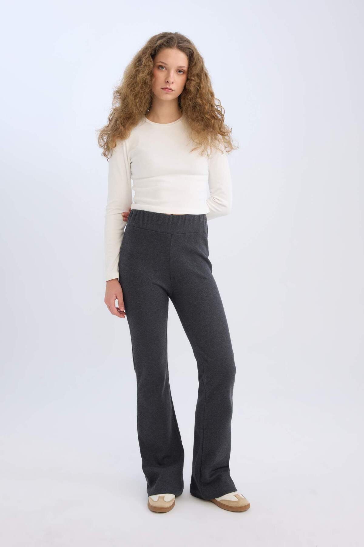 DeFacto-Wide Leg Wide Leg Stretchy Waisted Long Length Pants 3203879 1