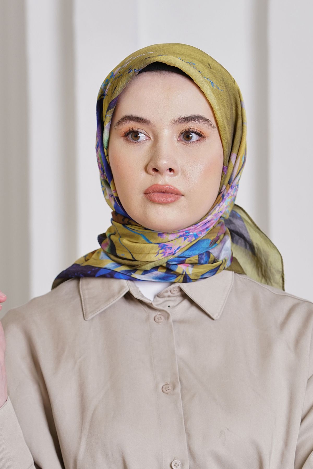 روسری سبز حجاب الماس گل IPEXI 4297 Loryan
