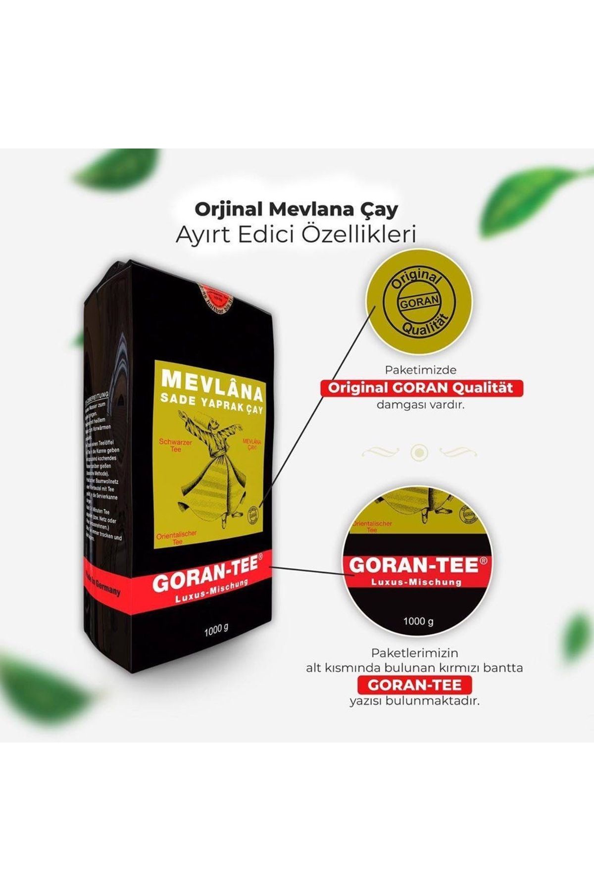 Goran tee mevlana sade yaprak cay luxus mischung Goran Tee Mevlana Sade Yaprak Cay 1000 gram Luxus Mischung // (KAÇAK ÇAY)