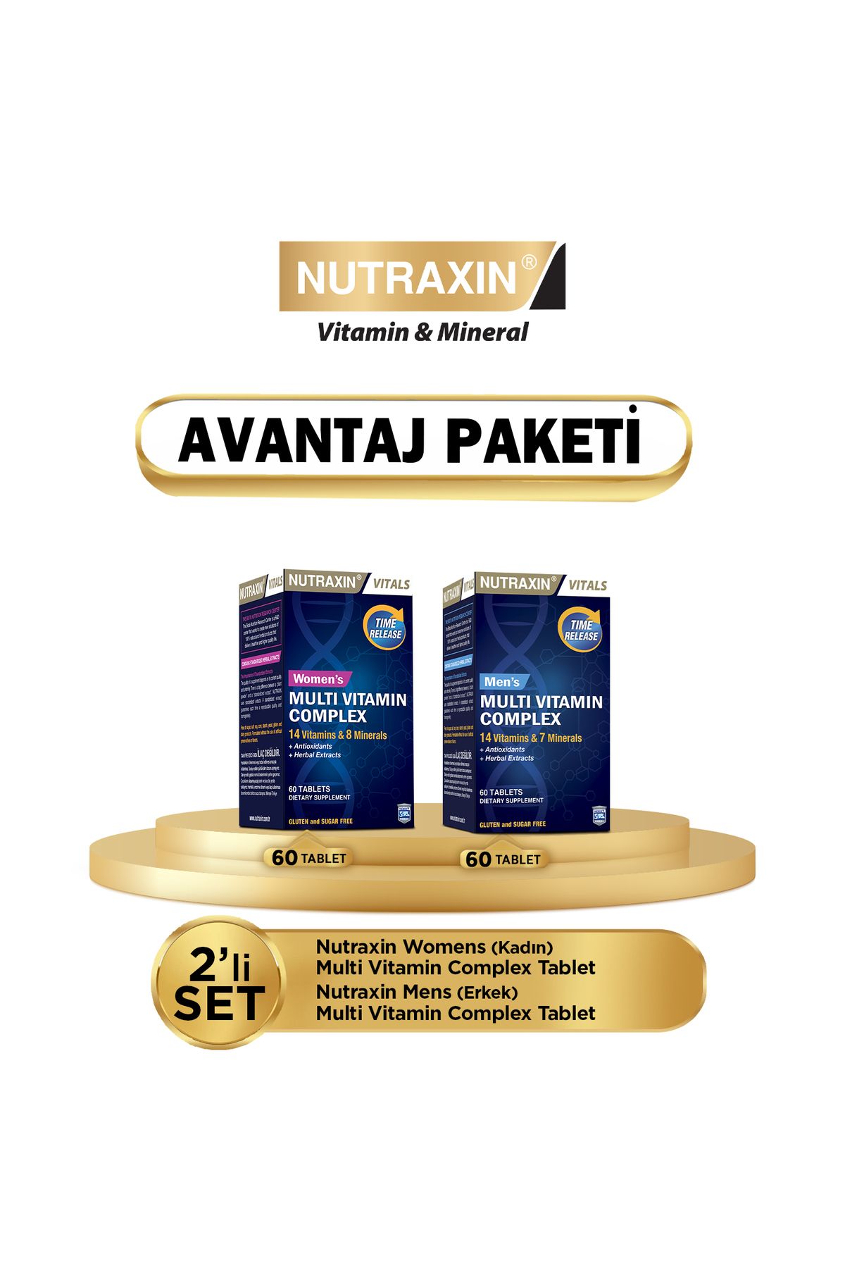 Nutraxin Multi Vitamin Complex 60 Tablet (Erkek - Kadın) Avantajlı Paket