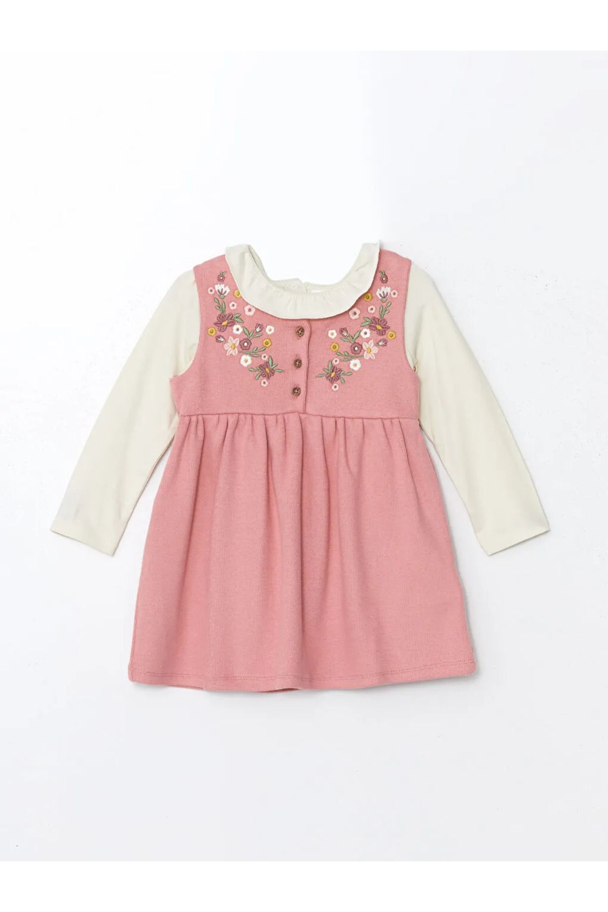 LC Waikiki-Lcw Baby Pink Embroidered Baby Girl Dress and Blouse Set of 2 1