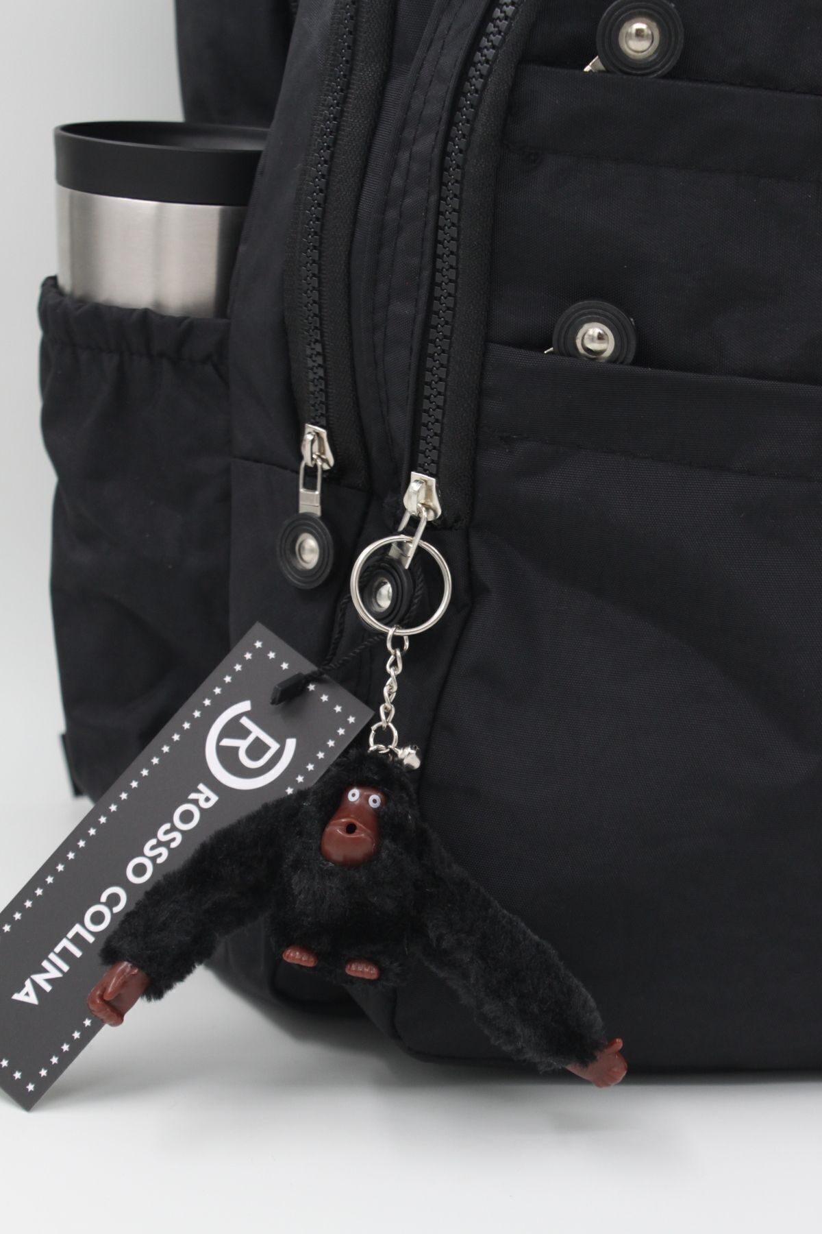 Rosso Collina-Rucsac de călătorie unisex Crinkle Black de dimensiuni mari - Multi-compartiment, hidrofug 7