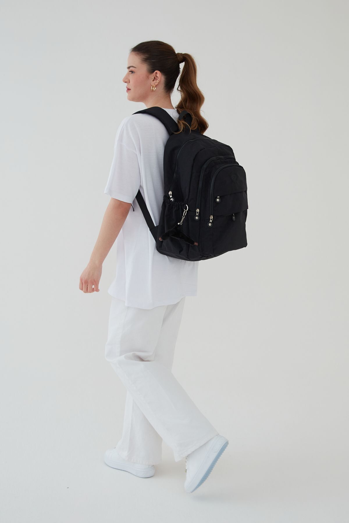 Rosso Collina-Rucsac de călătorie unisex Crinkle Black de dimensiuni mari - Multi-compartiment, hidrofug 8