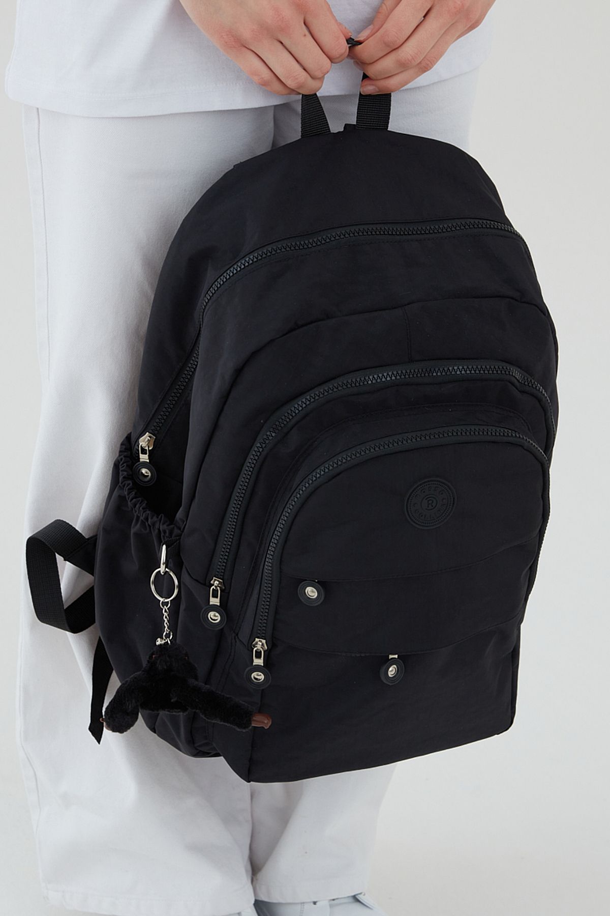 Rosso Collina-Rucsac de călătorie unisex Crinkle Black de dimensiuni mari - Multi-compartiment, hidrofug 2