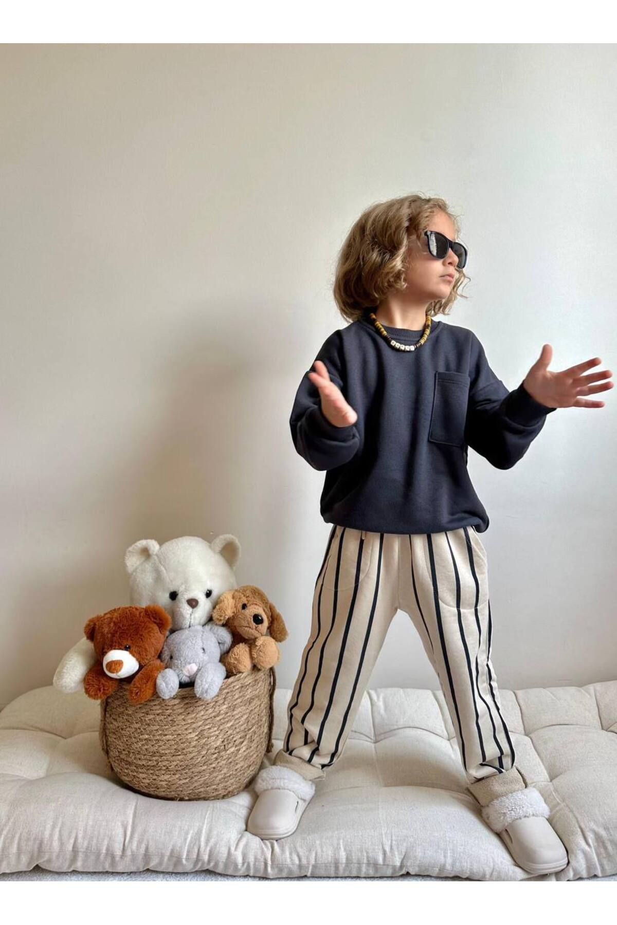 MİO-Boy's 3 Thread Striped Double Suit 4