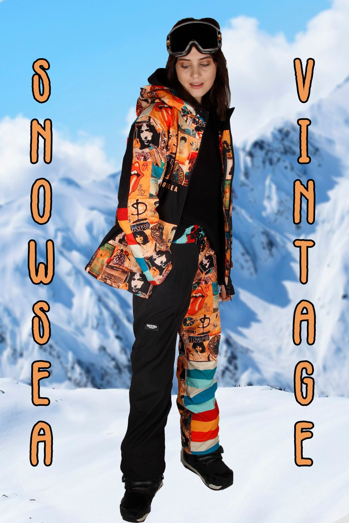 SNOWSEA Vintage Kadın Kayak & Snowboard Mont & Pantolon Takımı