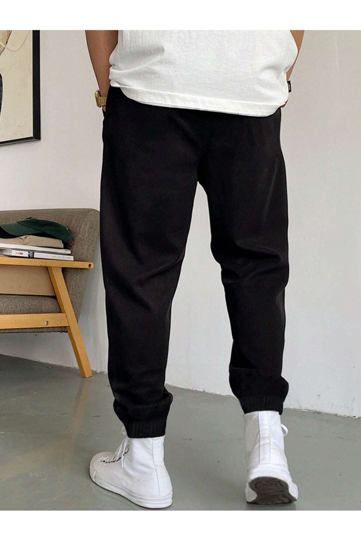 LUMİZA-Men's Black Slim Fit Jogger Sweatpants 2