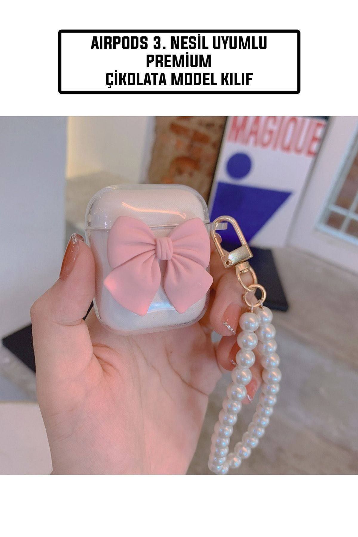 PISTECH-Cute Premium Headphone Case with 3D Geometric Pink Ribbon Design Compatible with AirPods 3Rd Generation 1