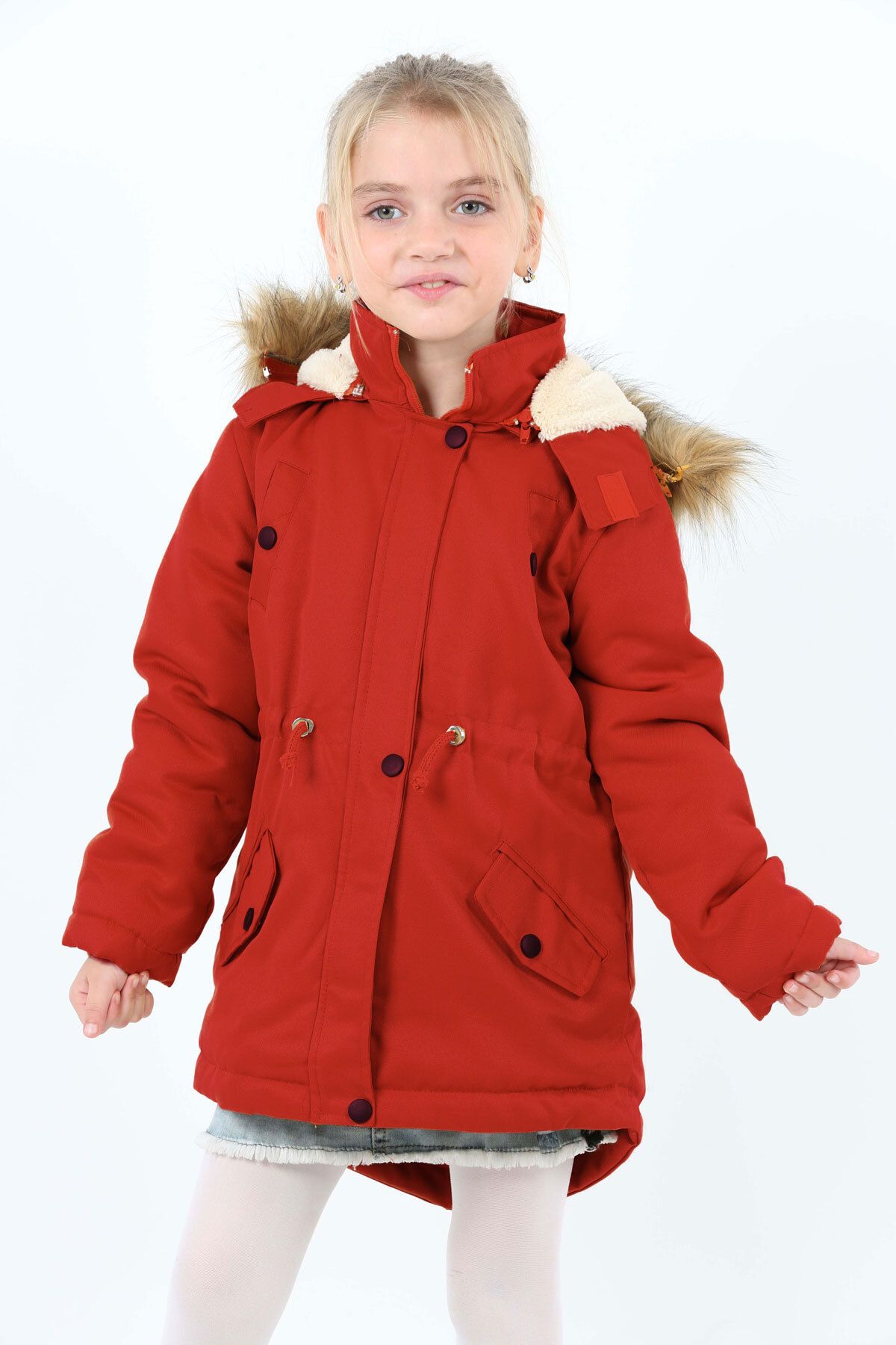 Asortik Kids-Girls - Gabardine Coat with Water Repellent Hood, Zipper and Pockets 1