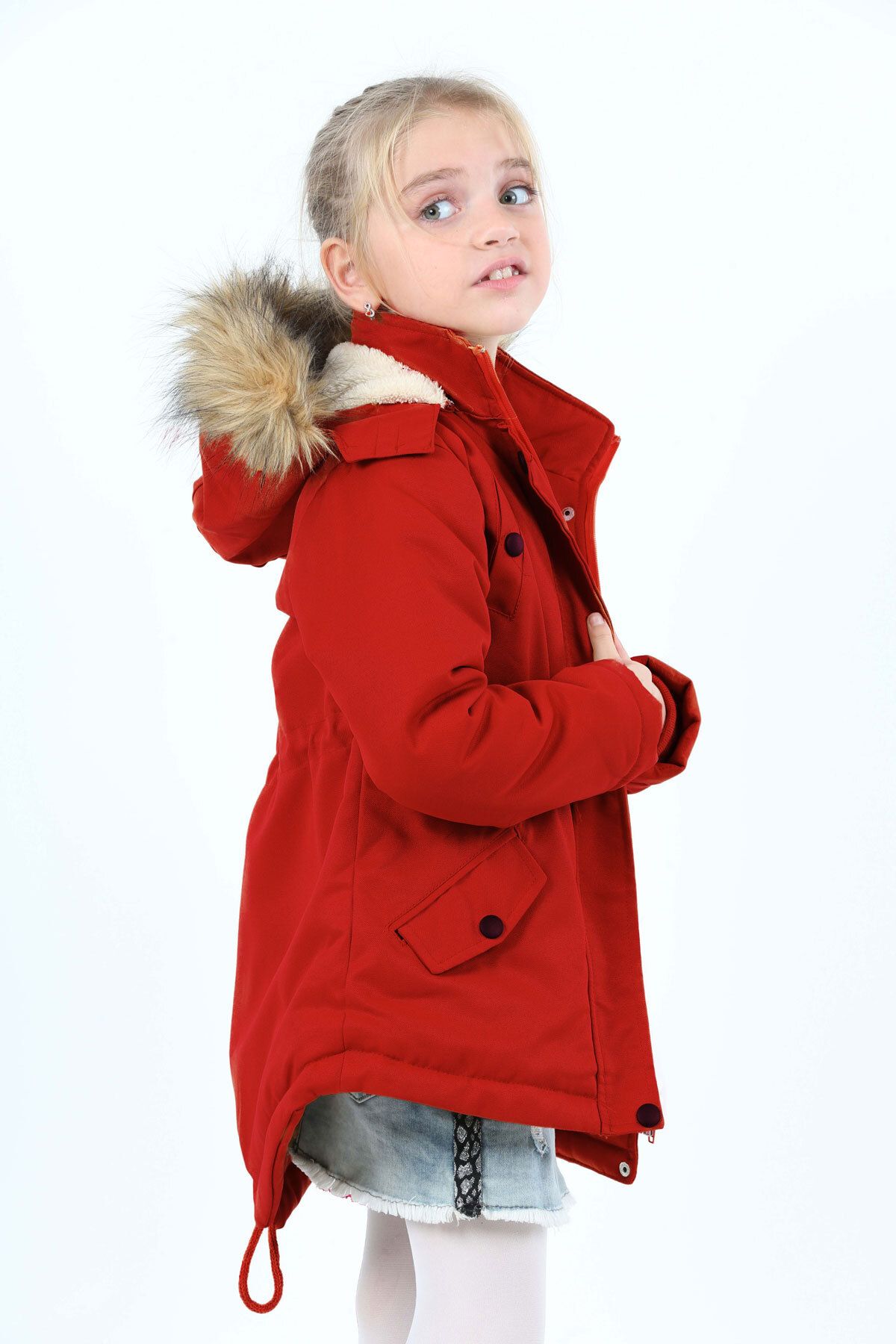 Asortik Kids-Girls - Gabardine Coat with Water Repellent Hood, Zipper and Pockets 5