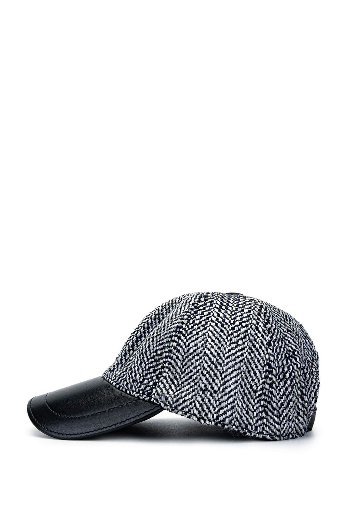 Tamer Tanca-Men's Leather & Textile Navy Blue/White Hat 3