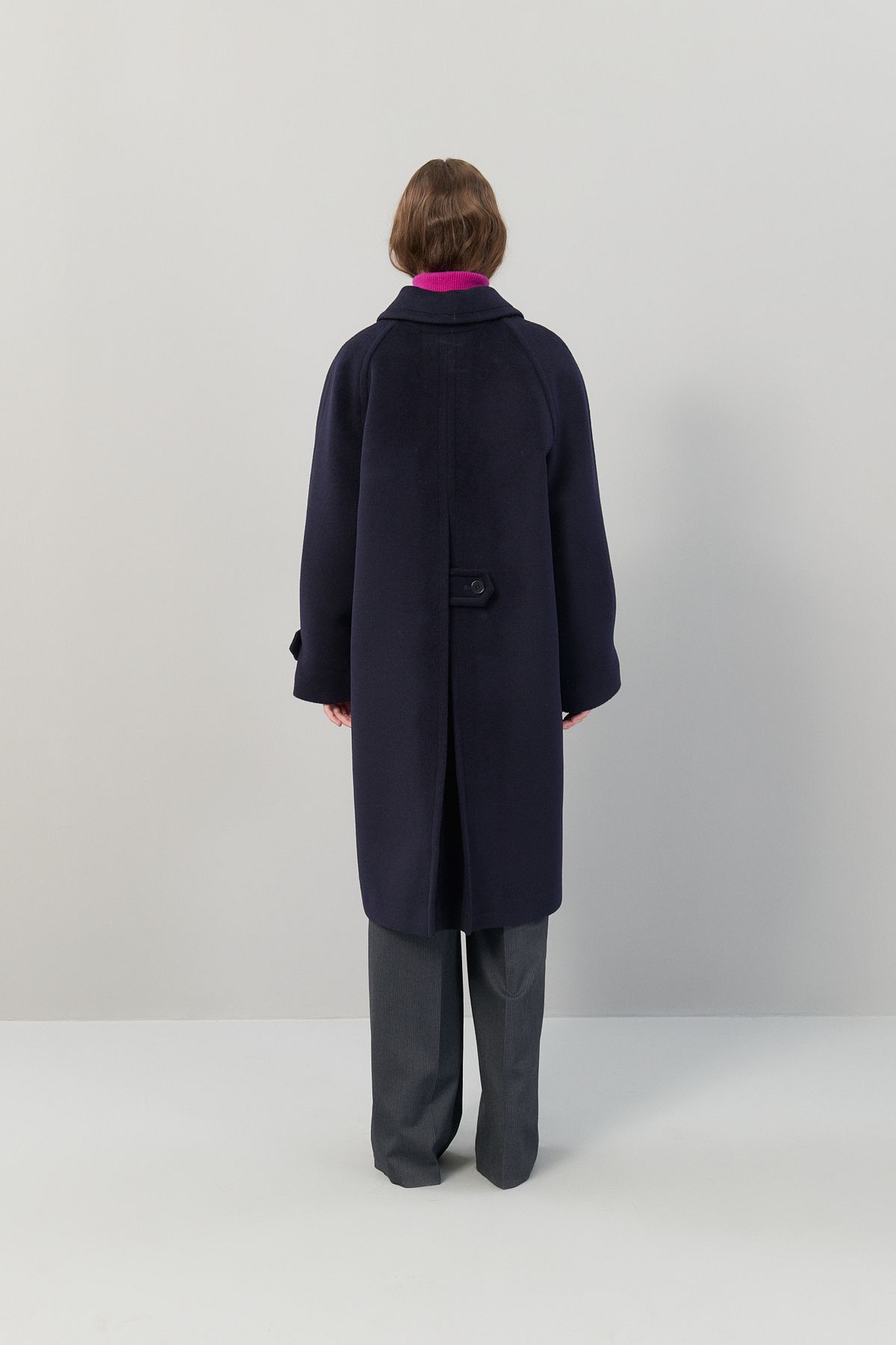 Roman-Navy Blue 100% Wool Coat - Buttoned K 2519004 _015 2