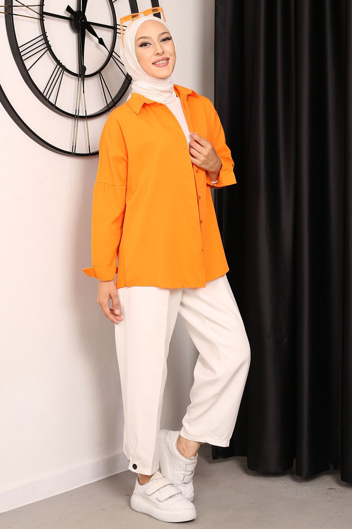 İmajButik-Orange Casual Basic Shirt 1