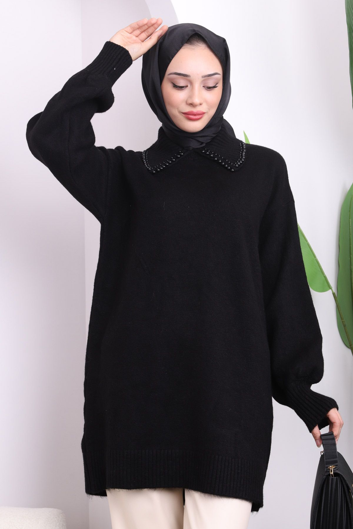 İmajButik-Černý límec Stone Shardon Knitwear Tunika 3