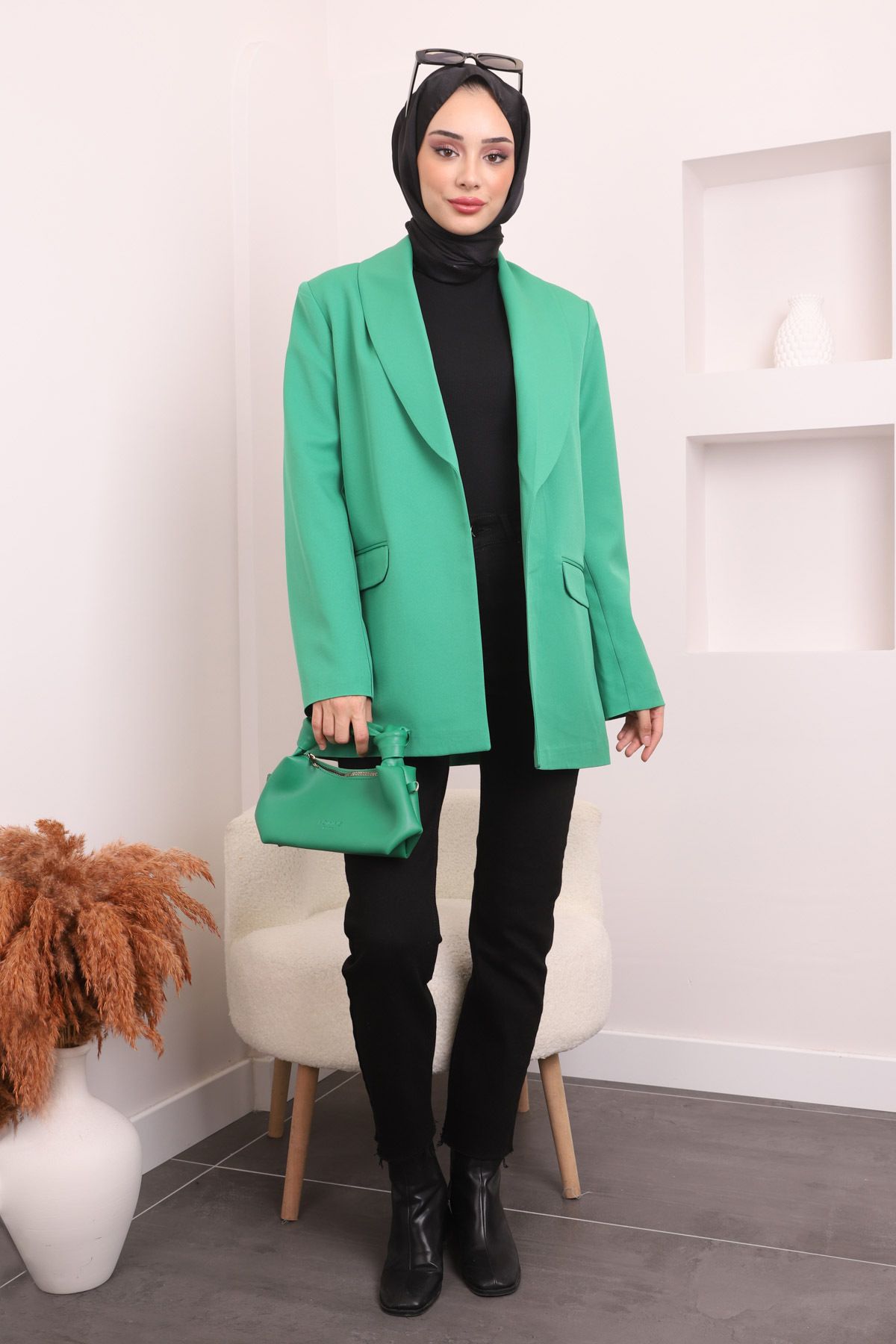 İmajButik-Green Lined Blazer Jacket 2