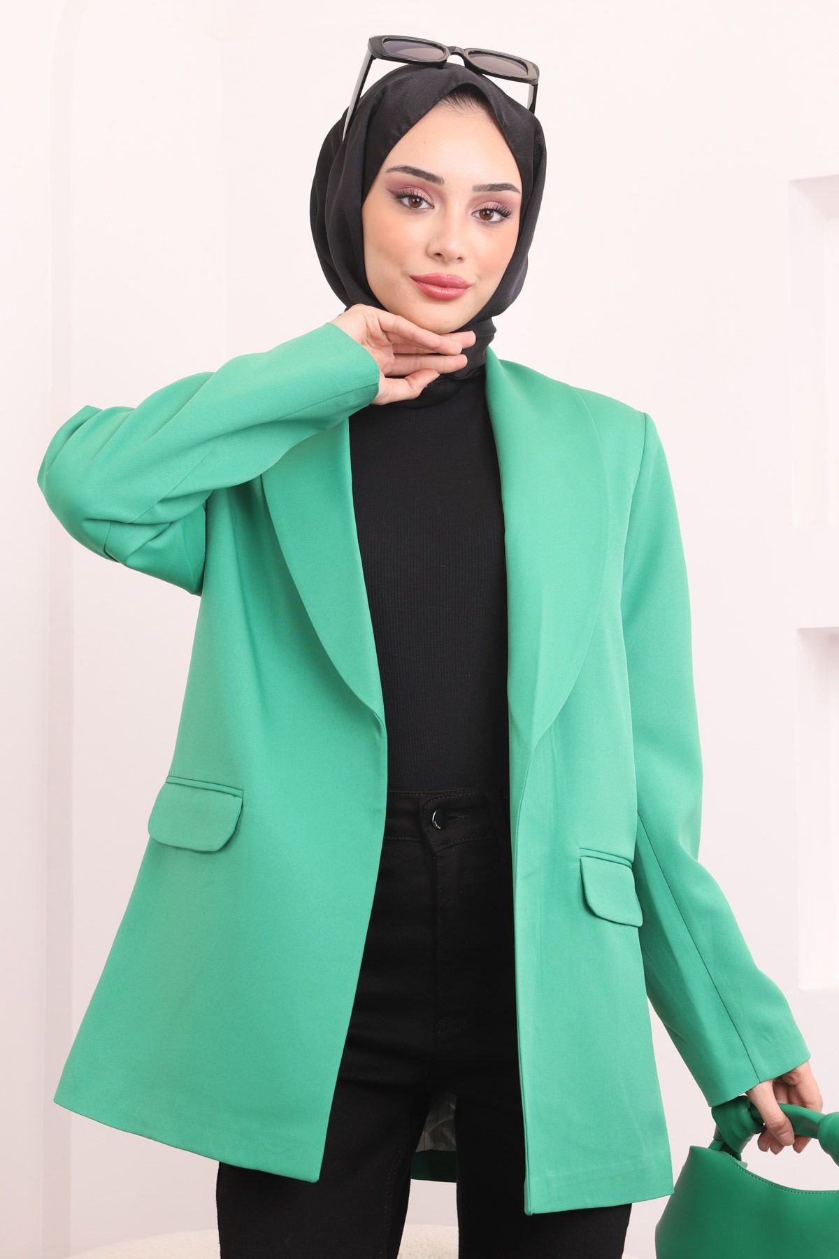 İmajButik-Green Lined Blazer Jacket 1