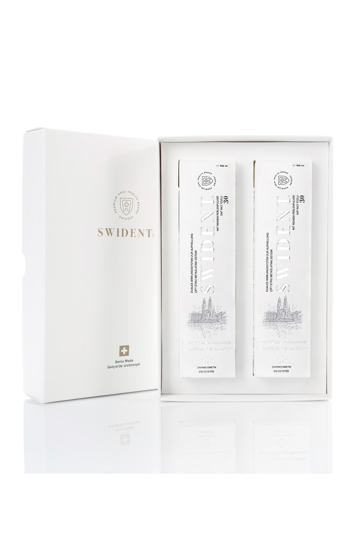 SWIDENT-2x Pieces Pearl White 100ml Toothpaste Double Effect Whitening Multi-Alazöde Whitening Toothpaste 3
