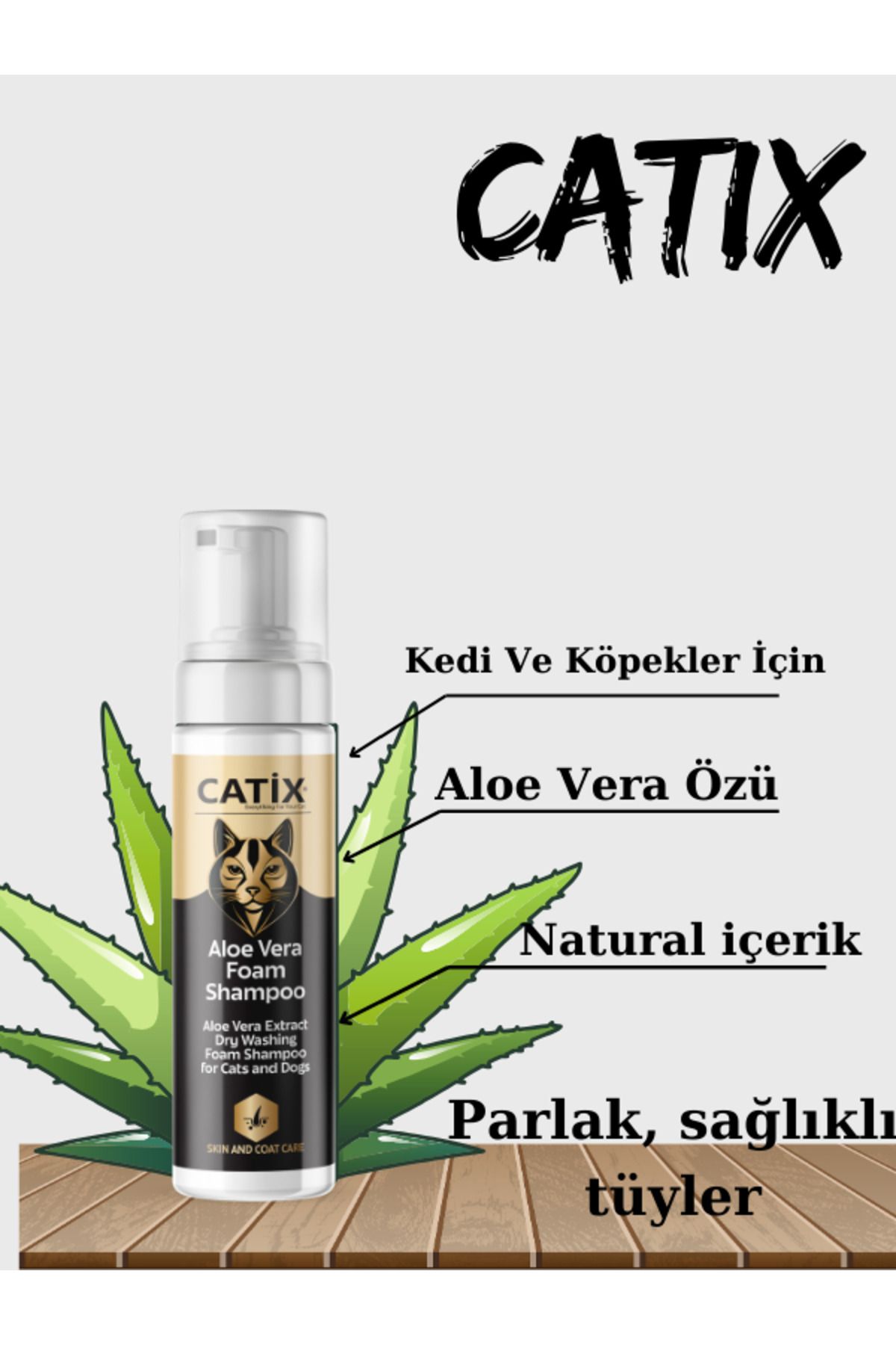 CATİX-Aloe Vera and Wheat Extract Foam Shampoo 200 Ml 3