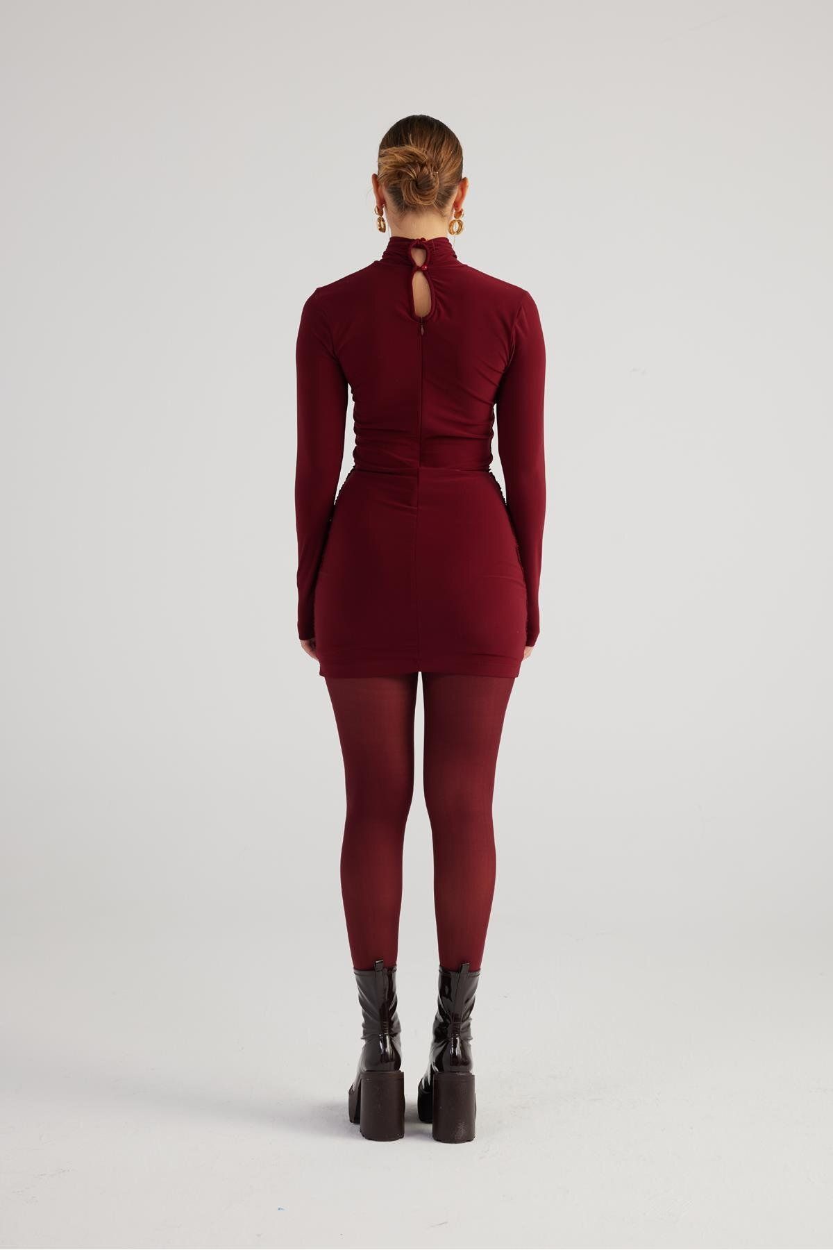 HOLLY LOLLY-Rochie Tami Mini cu gât rosu Claret 5