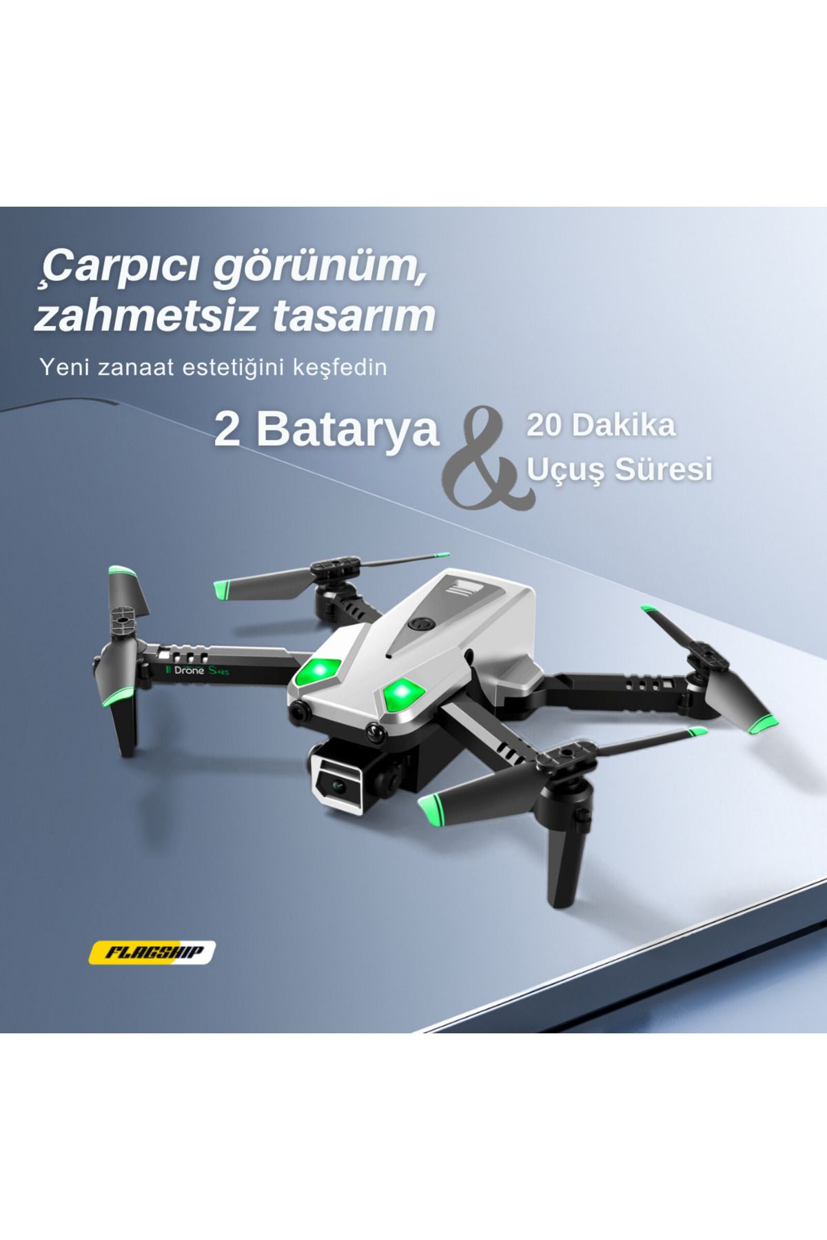 piha S125 Mini Drone 2 Batarya Ile 20 Dakiika Uçuş Süresi Wi-fi 720p Hd Çift Kameralı Drone