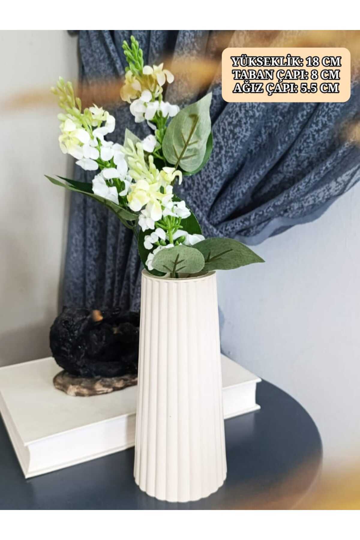 CREAM COLOR LONG LARGE STRIPED VASE BOHEMIAN LONG VASE SCANDINAVIAN STYLE VASE