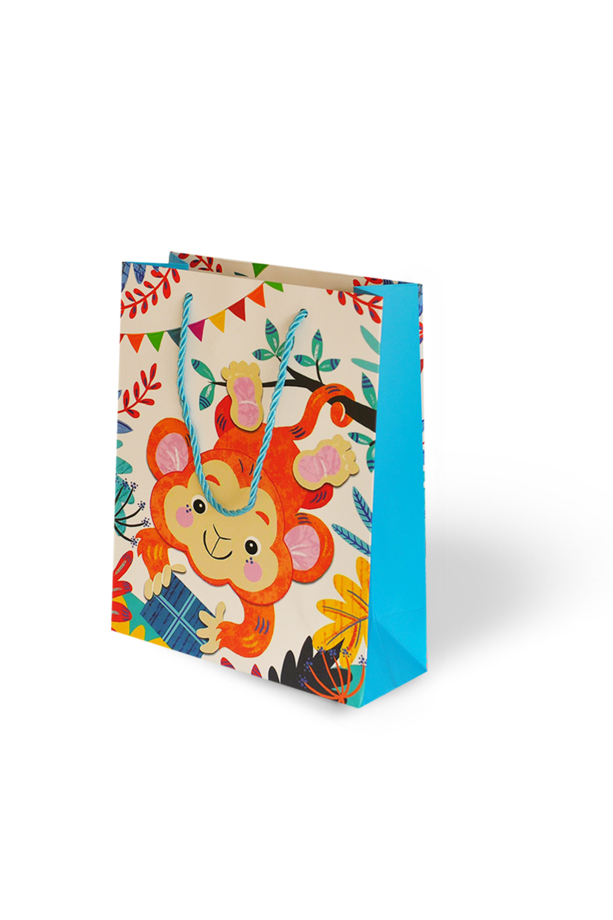 kidspartim Lüks Karton Çanta Hayvanlar Alemi Yaldızlı Baskılı Balon Temalı 18x24 cm fotoğrafı 3 (önizleme)